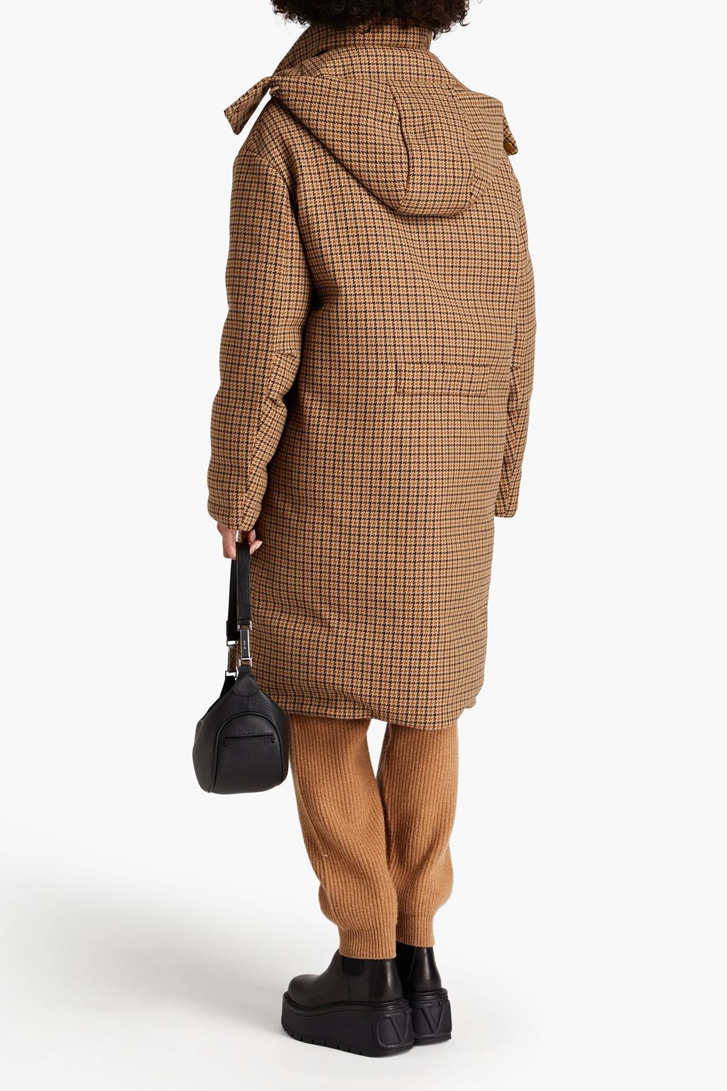 MICHAEL KORS COLLECTION Houndstooth wool hooded down coat