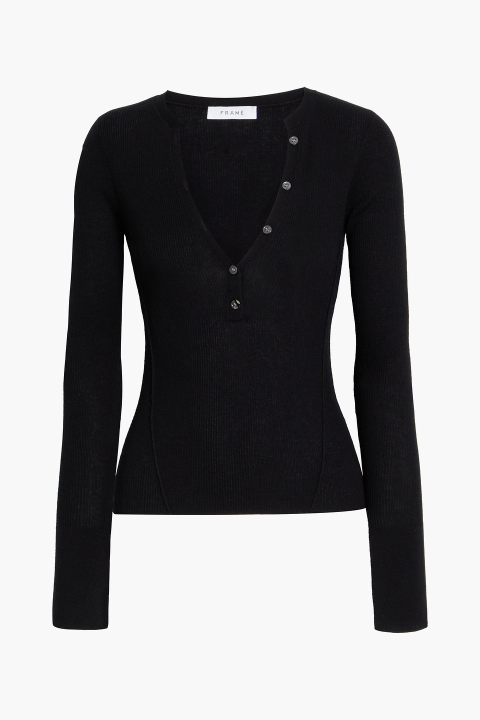 frame - ribbed wool-blend sweater - black - s