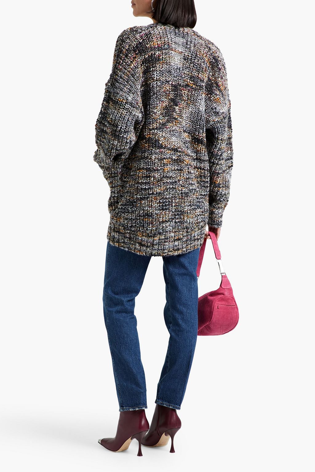 FRAME Marled ribbed-knit cardigan