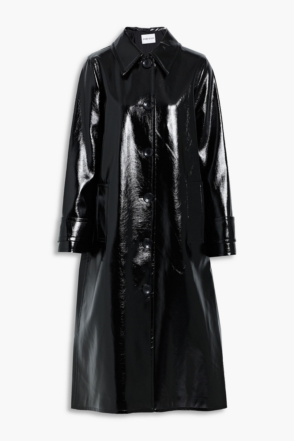 STAND STUDIO METTE FAUX PATENT-LEATHER COAT,3074457345630657635