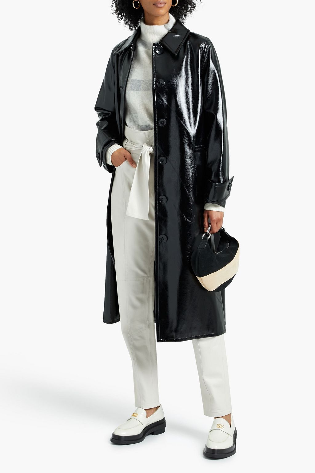 STAND STUDIO Mette faux patent-leather coat