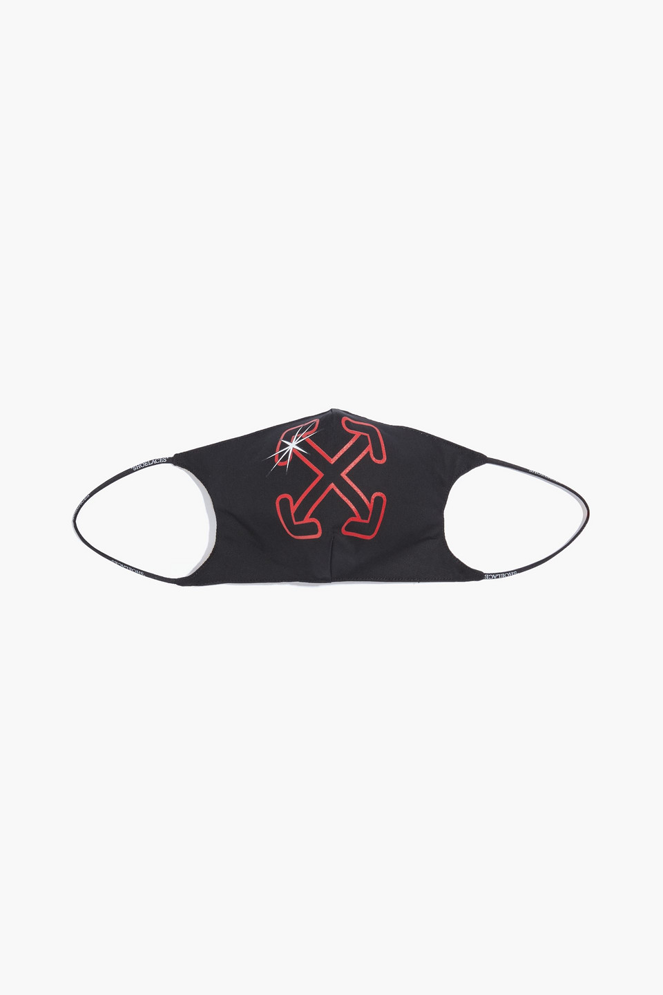 Off-white Starred Arrow Cotton-twill Face Mask In Black