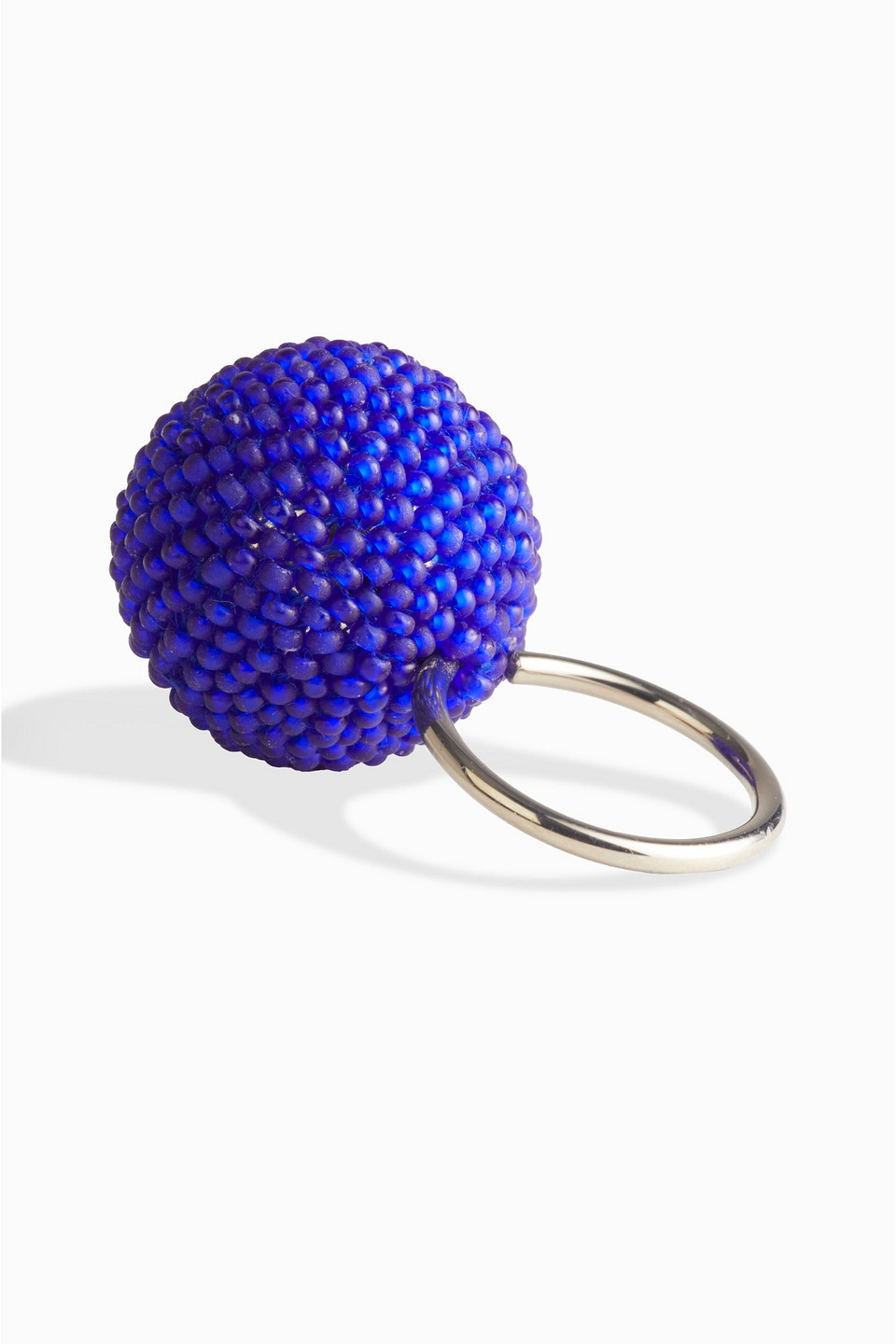Dries Van Noten Silver-tone Bead Ring In Bright Blue