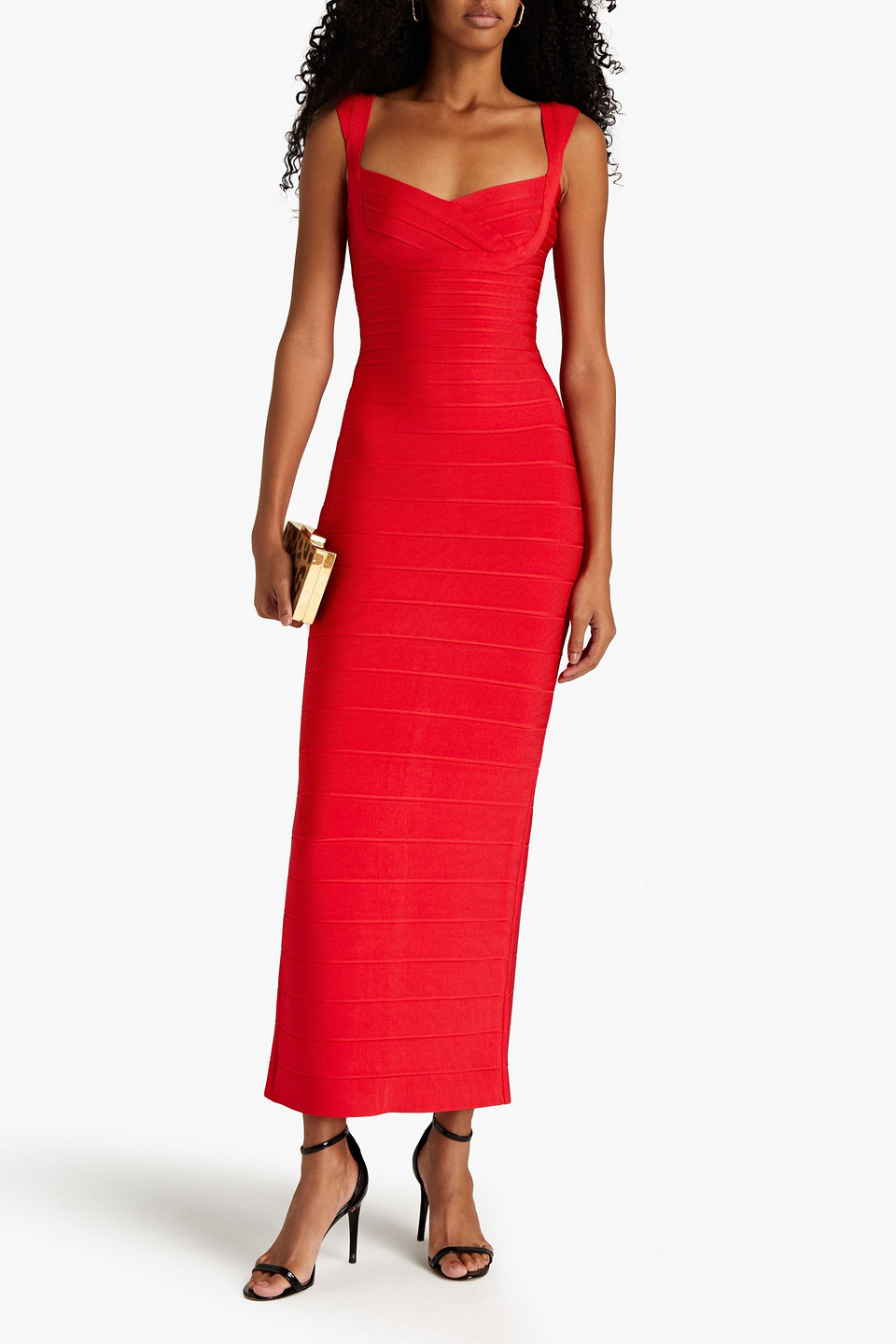 Herve Leger Bandage Maxi Dress In Papaya