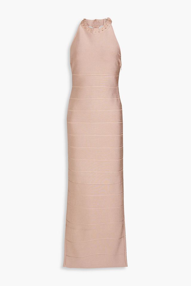Crystal-embellished bandage maxi dress