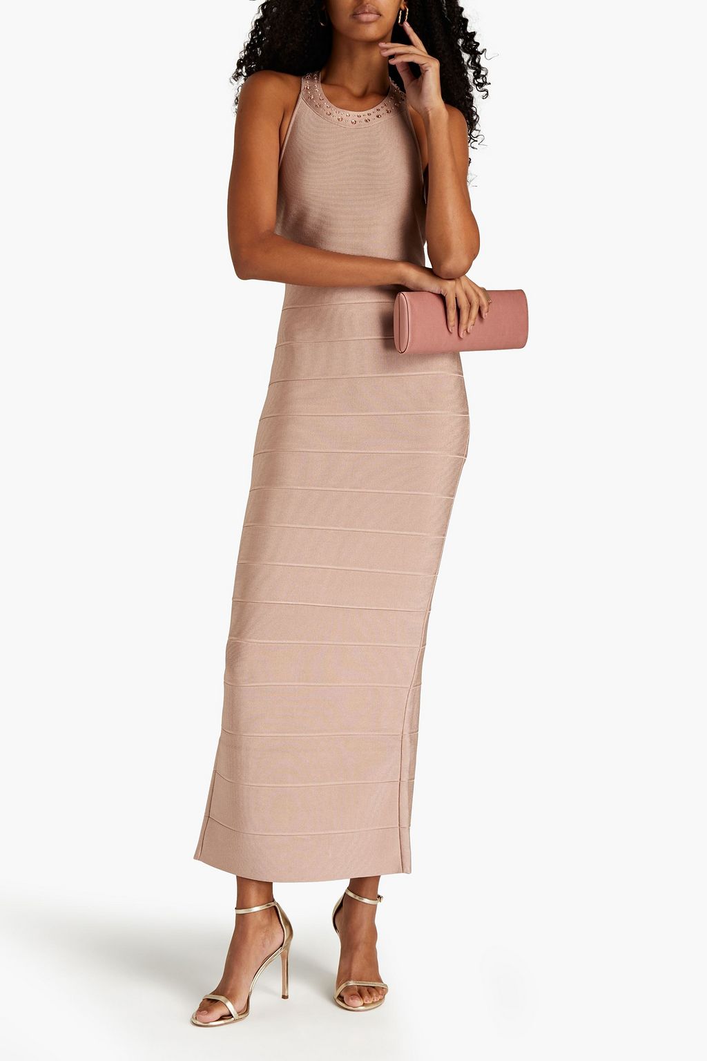 HERVÉ LÉGER Crystal-embellished bandage maxi dress