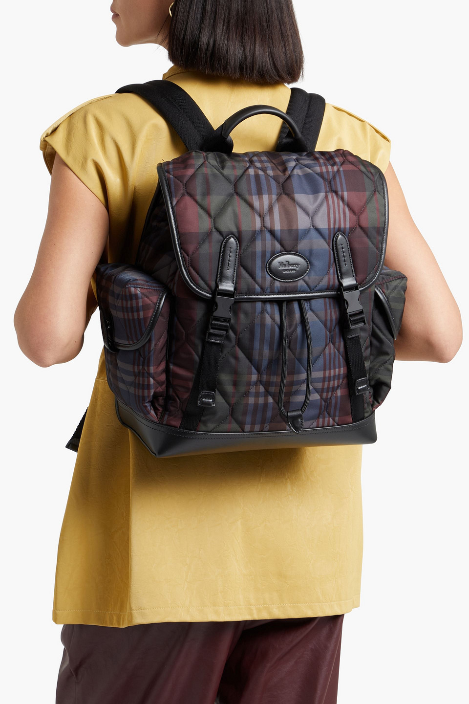 Mulberry Leather-trimmed Quilted Checked Shell Backpack In Multicolor ...