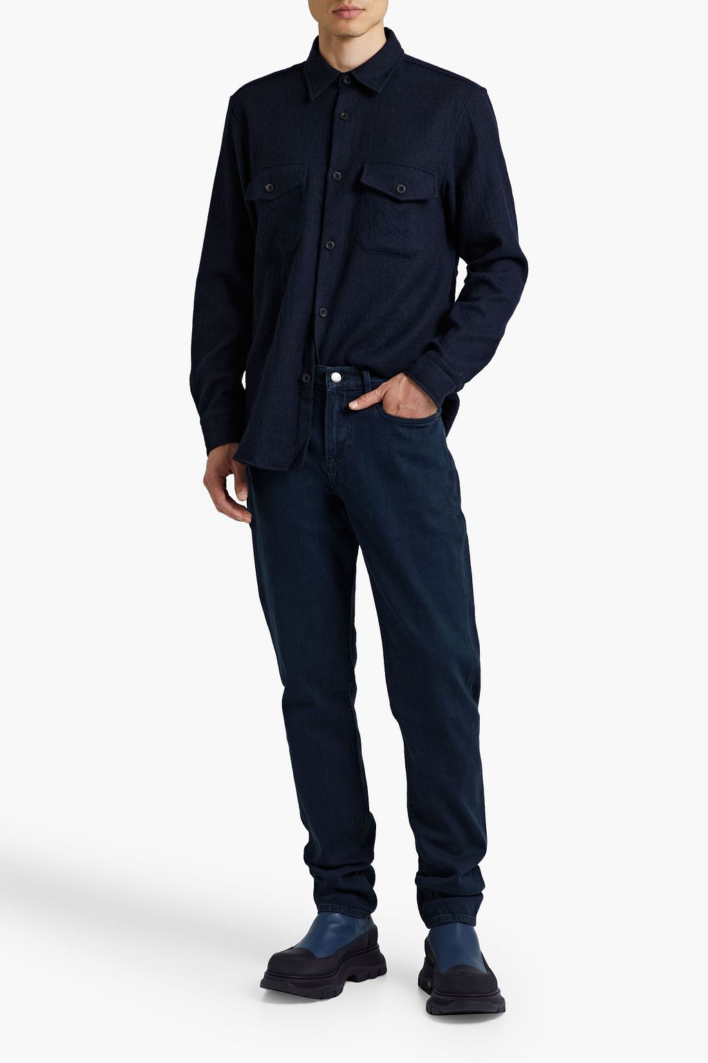 FRAME Slim-fit whiskered denim jeans