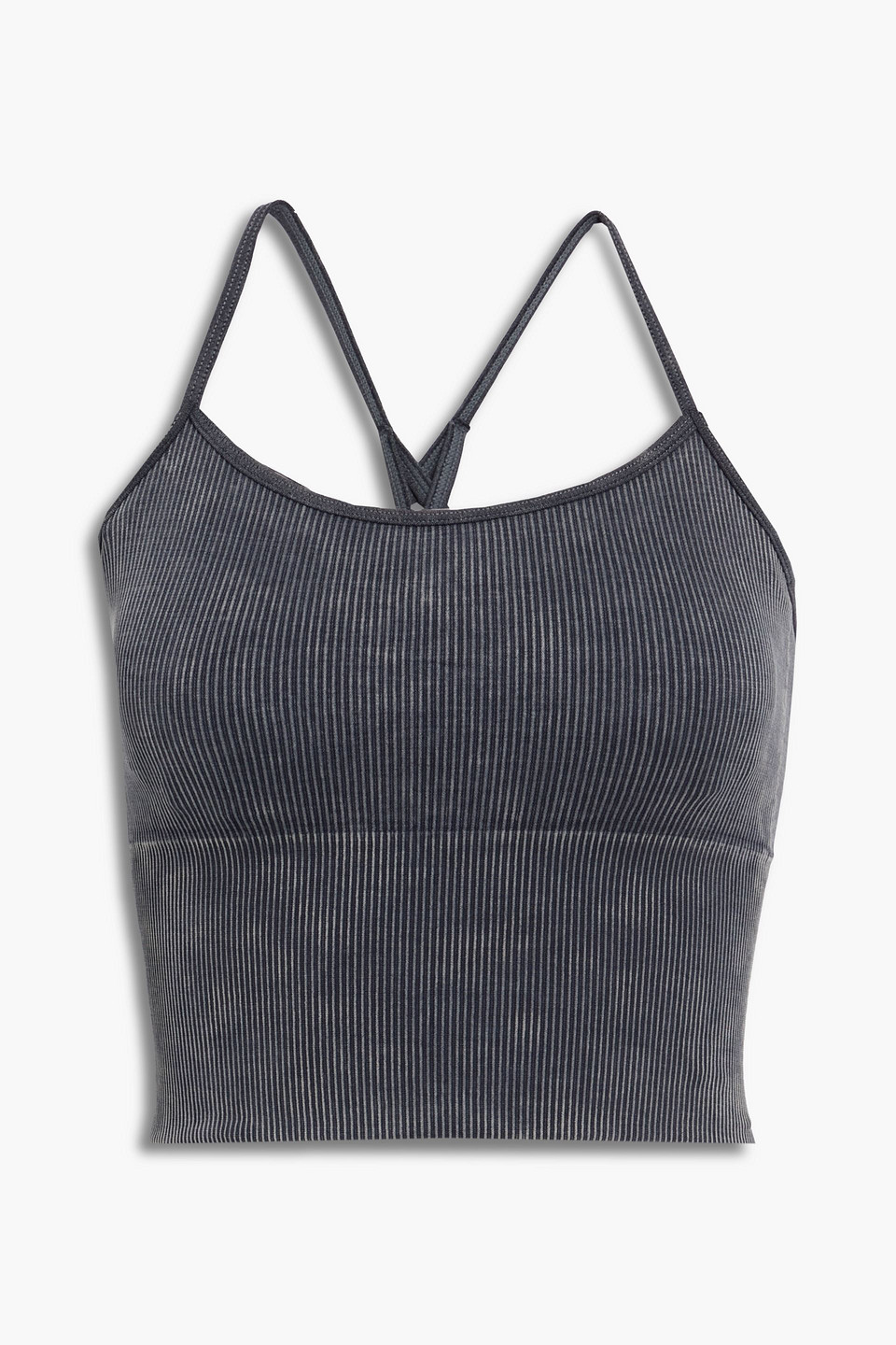 dkny - faded ribbed stretch sports bra - gray - l