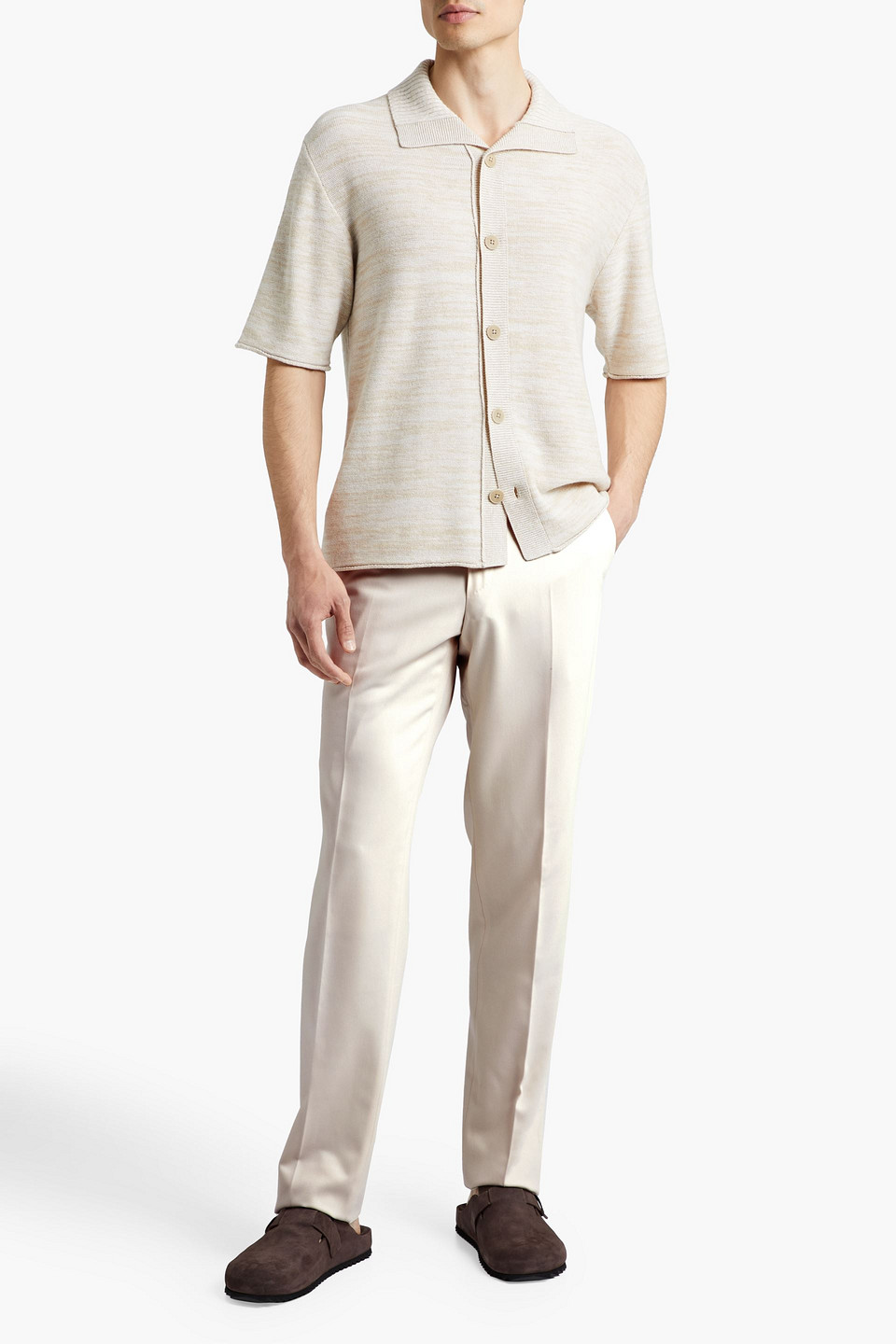 Ermenegildo Zegna Man Wool-twill Trousers In Beige
