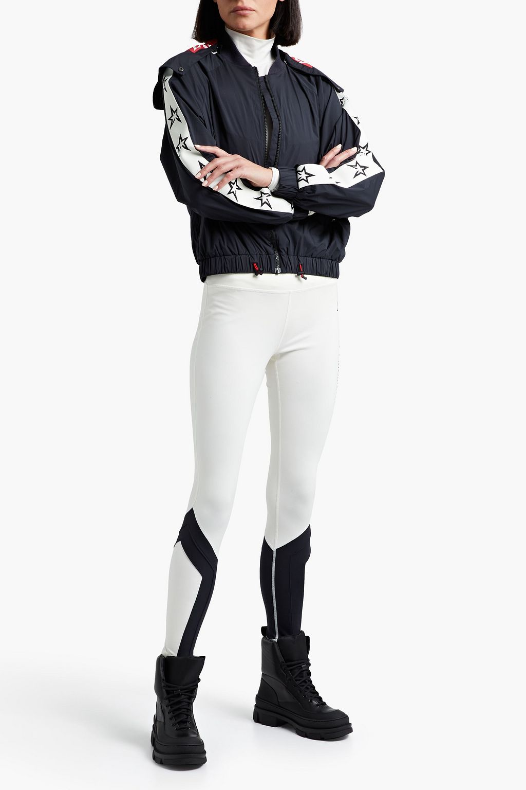 PERFECT MOMENT Star jacquard-trimmed shell hooded jacket