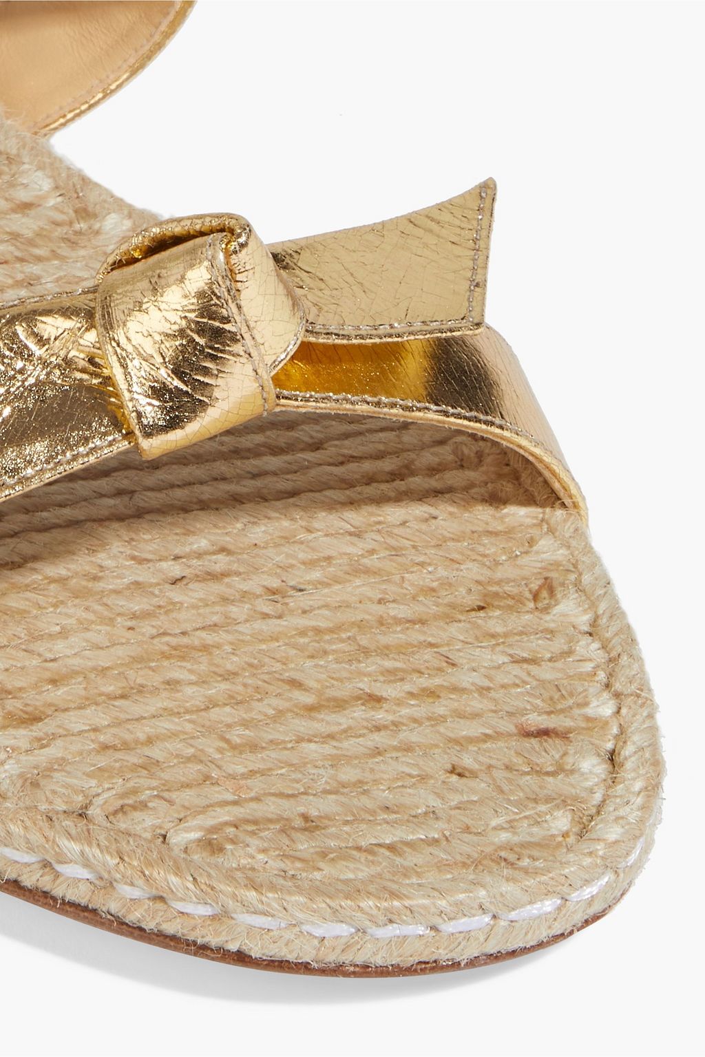 ALEXANDRE BIRMAN Clarita bow-embellished metallic leather espadrille slides