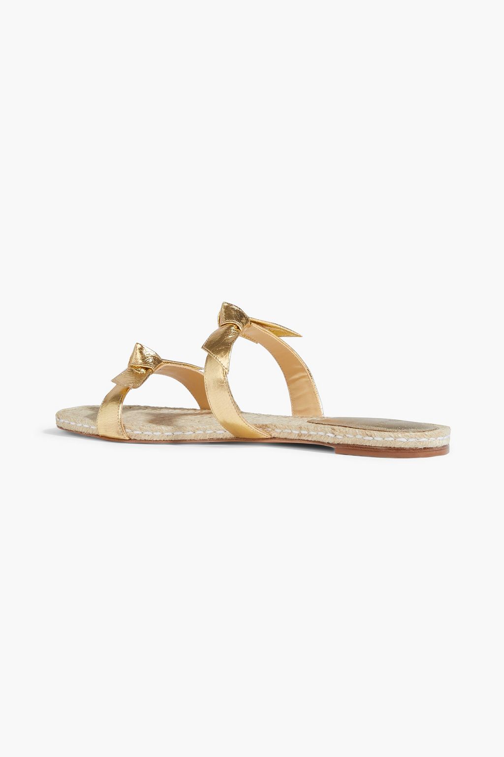 ALEXANDRE BIRMAN Clarita bow-embellished metallic leather espadrille slides