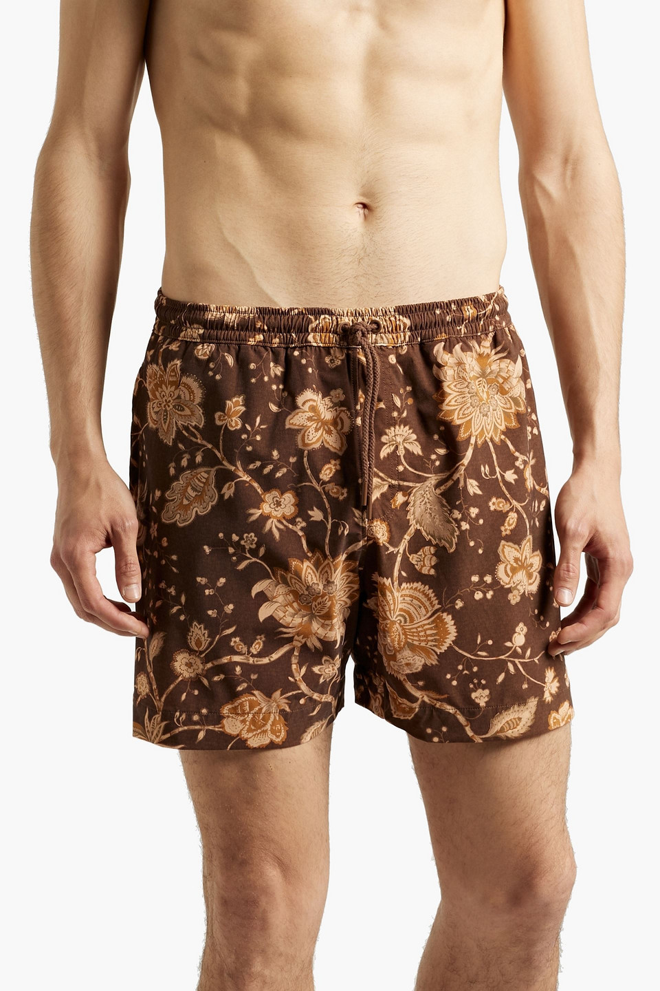 Shop Zimmermann Short-length Floral-print Swim Shorts In Brown