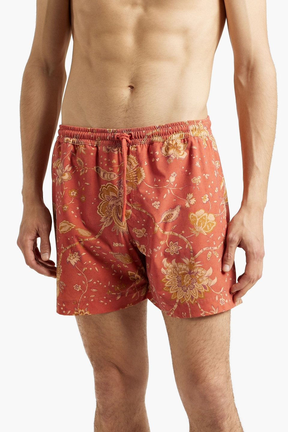 Shop Zimmermann Short-length Floral-print Swim Shorts In Brick