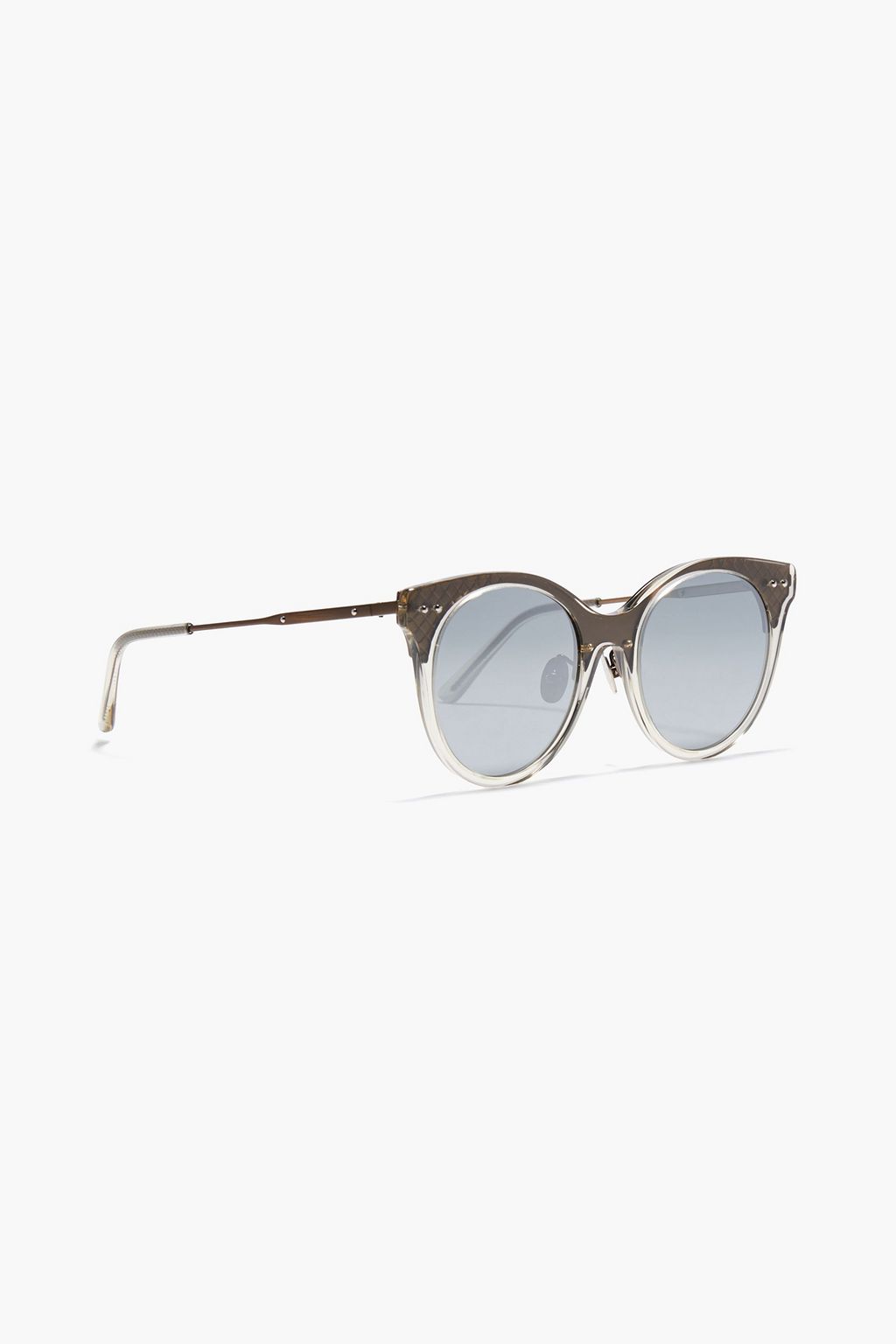 BOTTEGA VENETA Round-frame acetate and gunmetal-tone sunglasses