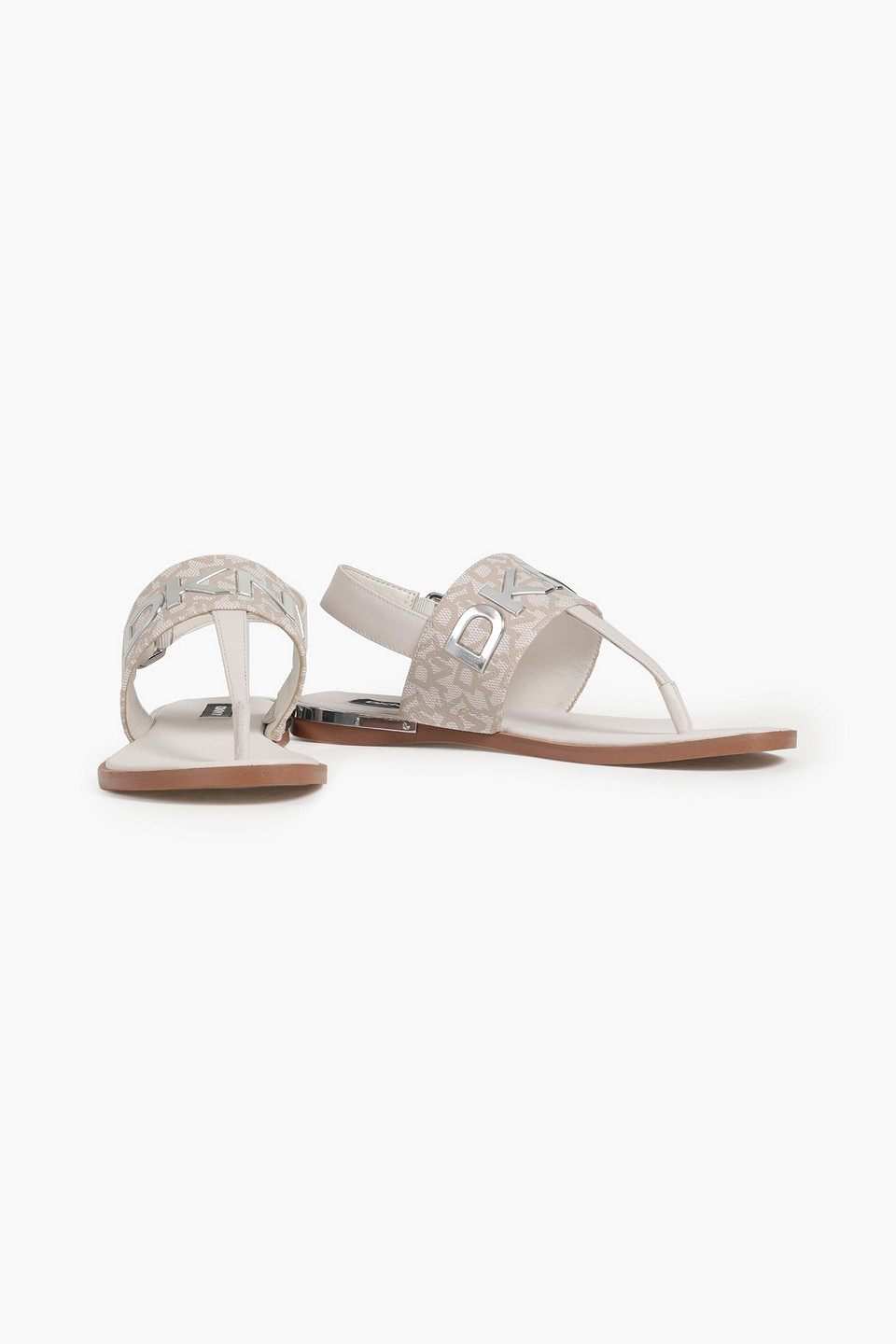 Dkny Logo-print Faux Textured Leather Sandals