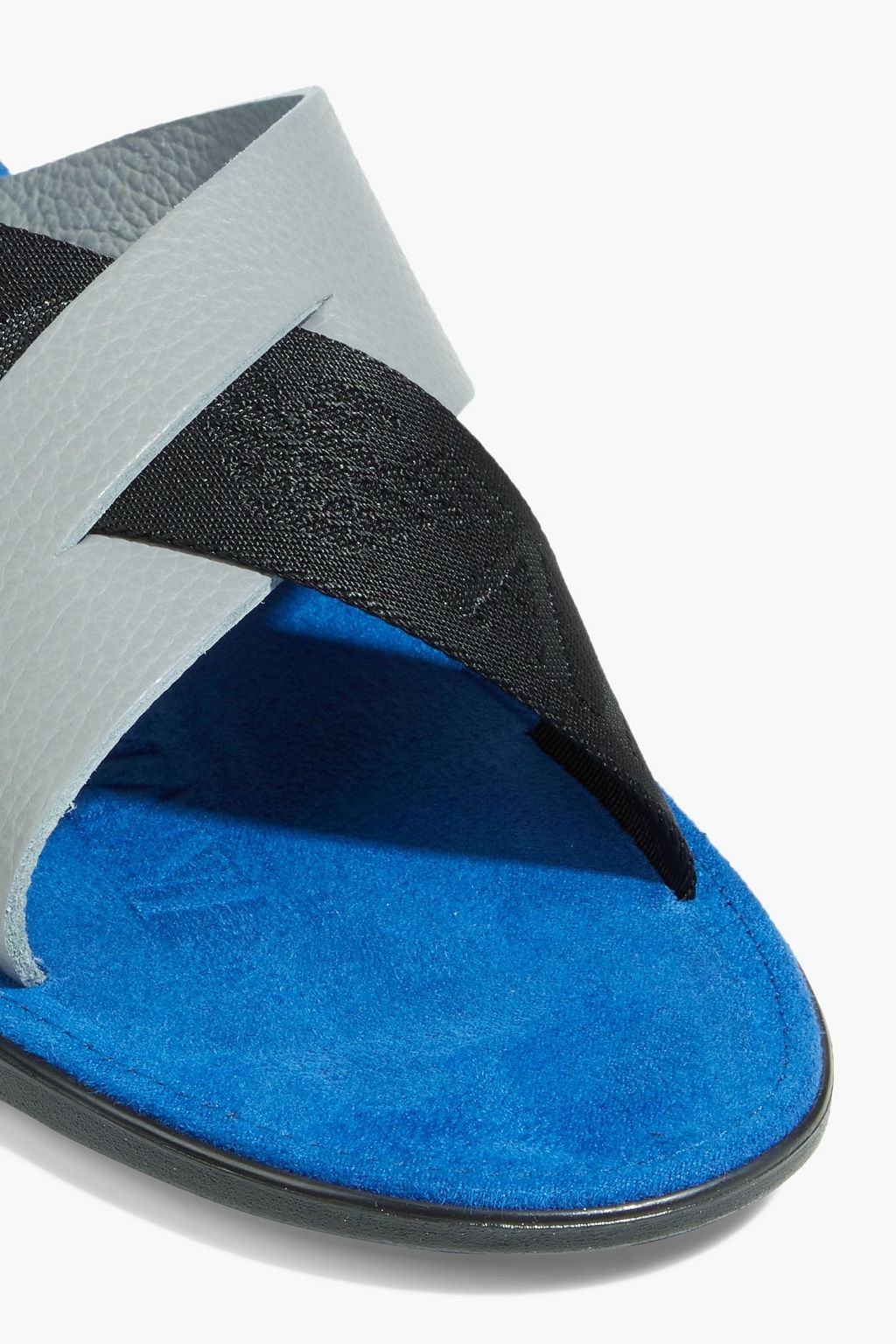 EMPORIO ARMANI Pebbled-leather and logo-jacquard sandals