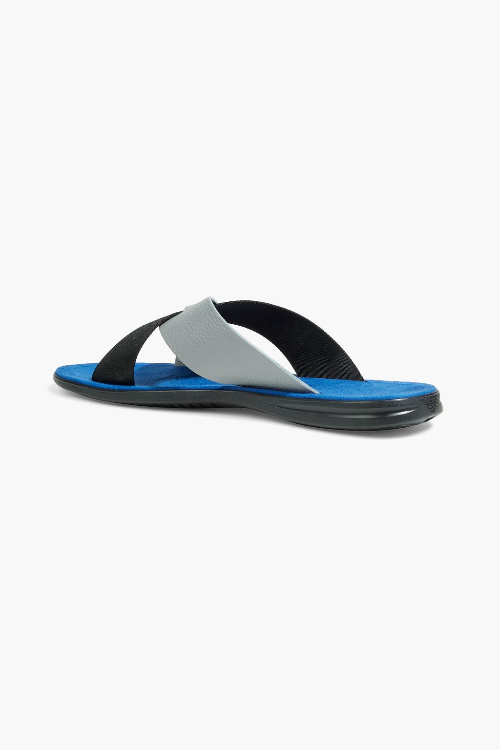 EMPORIO ARMANI Pebbled-leather and logo-jacquard sandals
