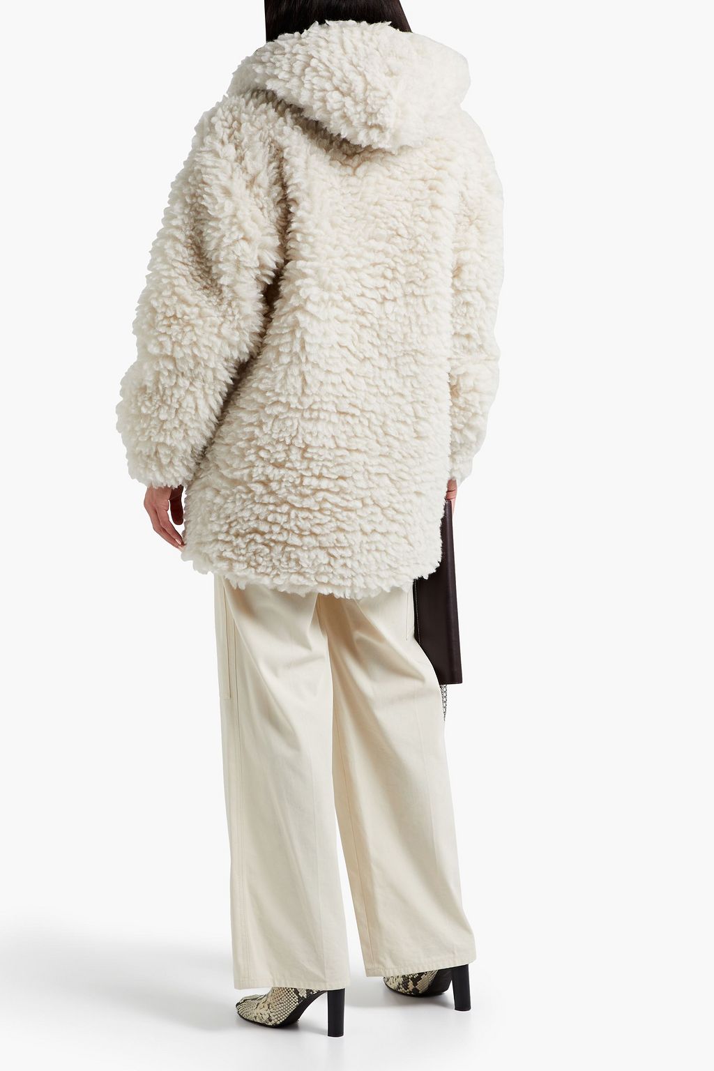 HELMUT LANG Faux shearling hooded coat