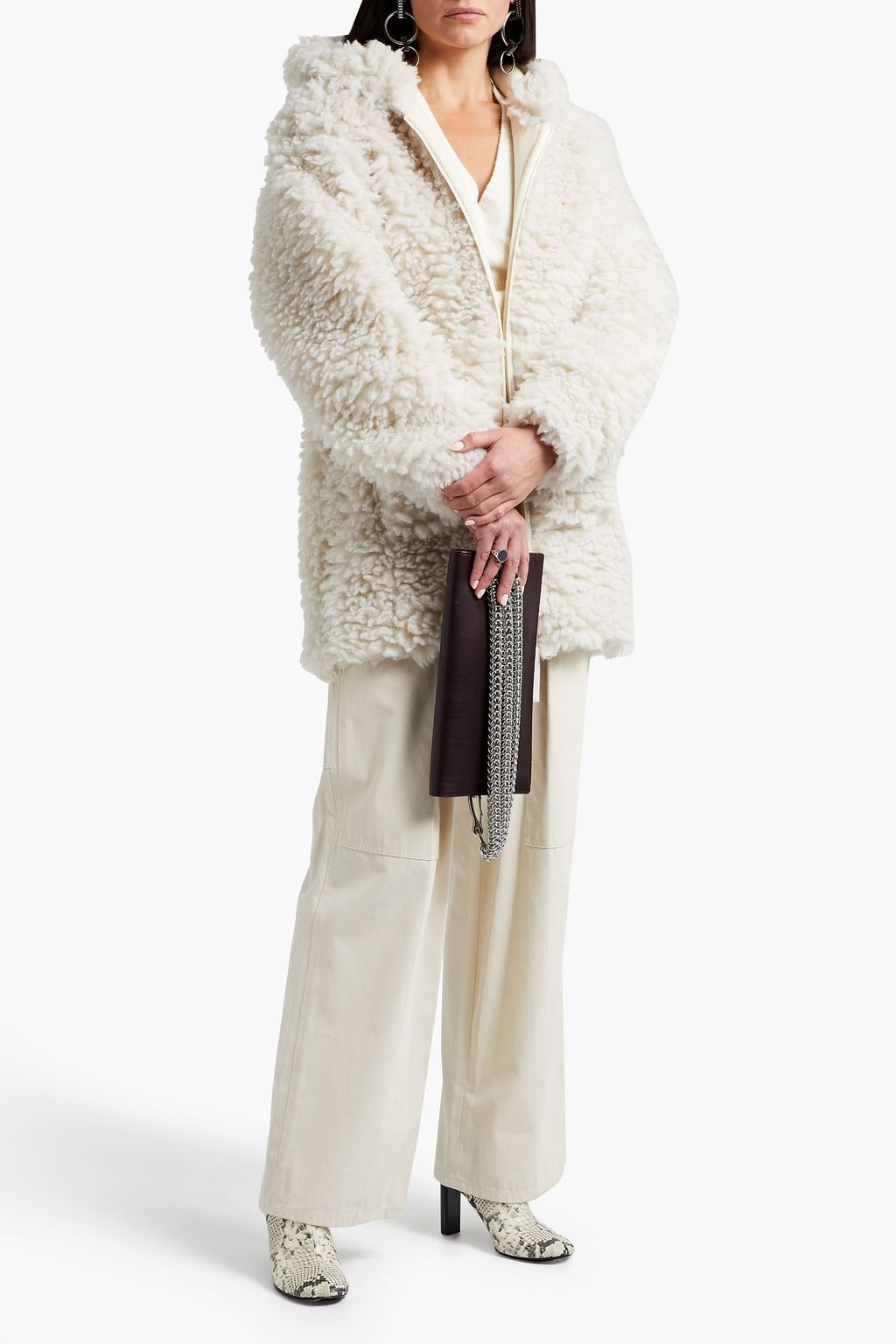 HELMUT LANG Faux shearling hooded coat