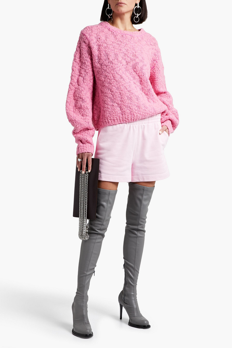 Helmut Lang Bouclé-knit Wool-blend Sweater In Pink