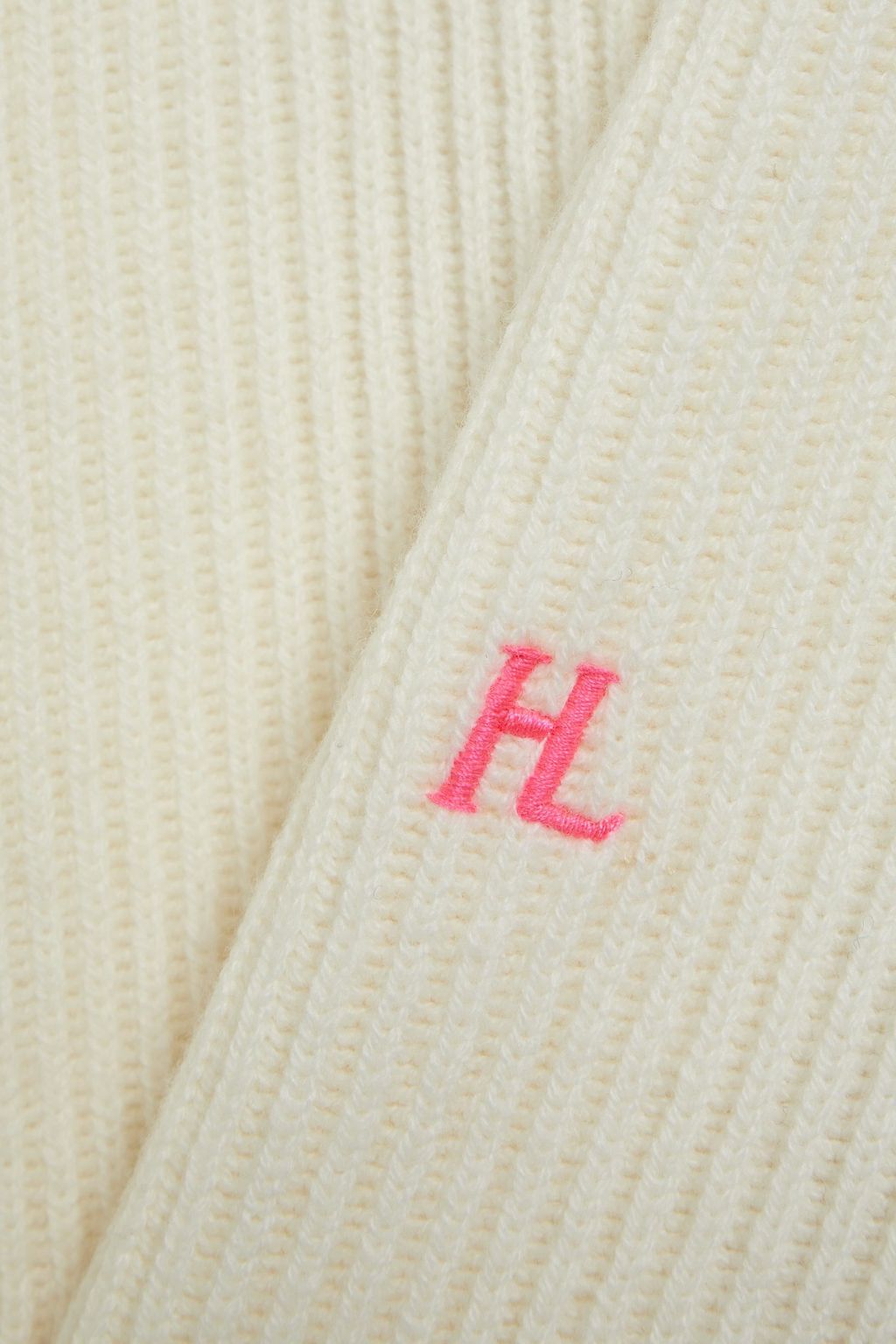 HELMUT LANG Embroidered ribbed wool and cashmere-blend sweater