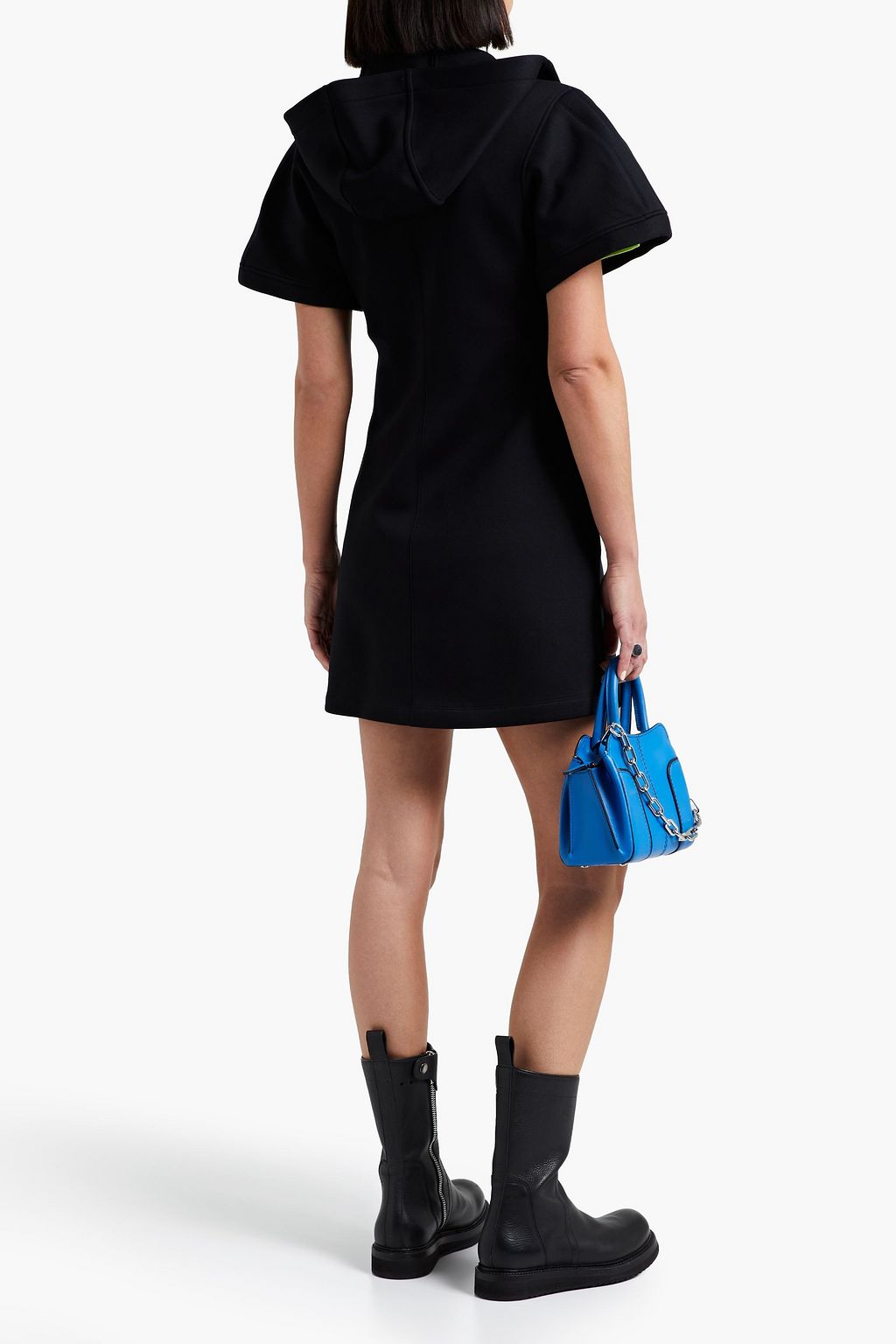HELMUT LANG Neoprene hooded mini dress