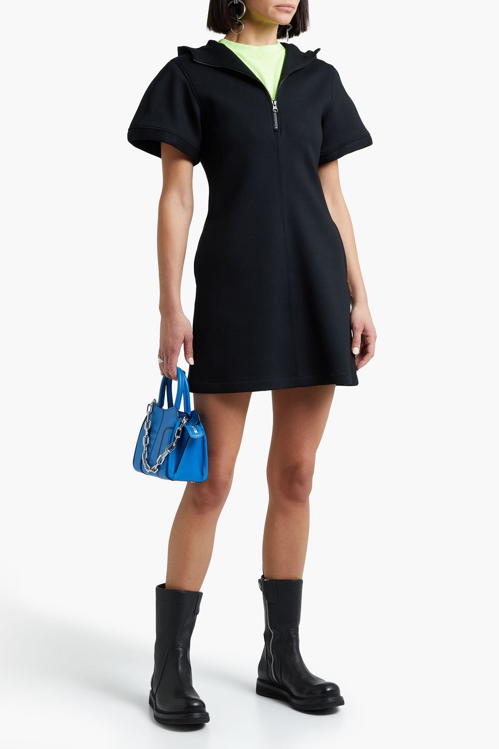 HELMUT LANG Neoprene hooded mini dress