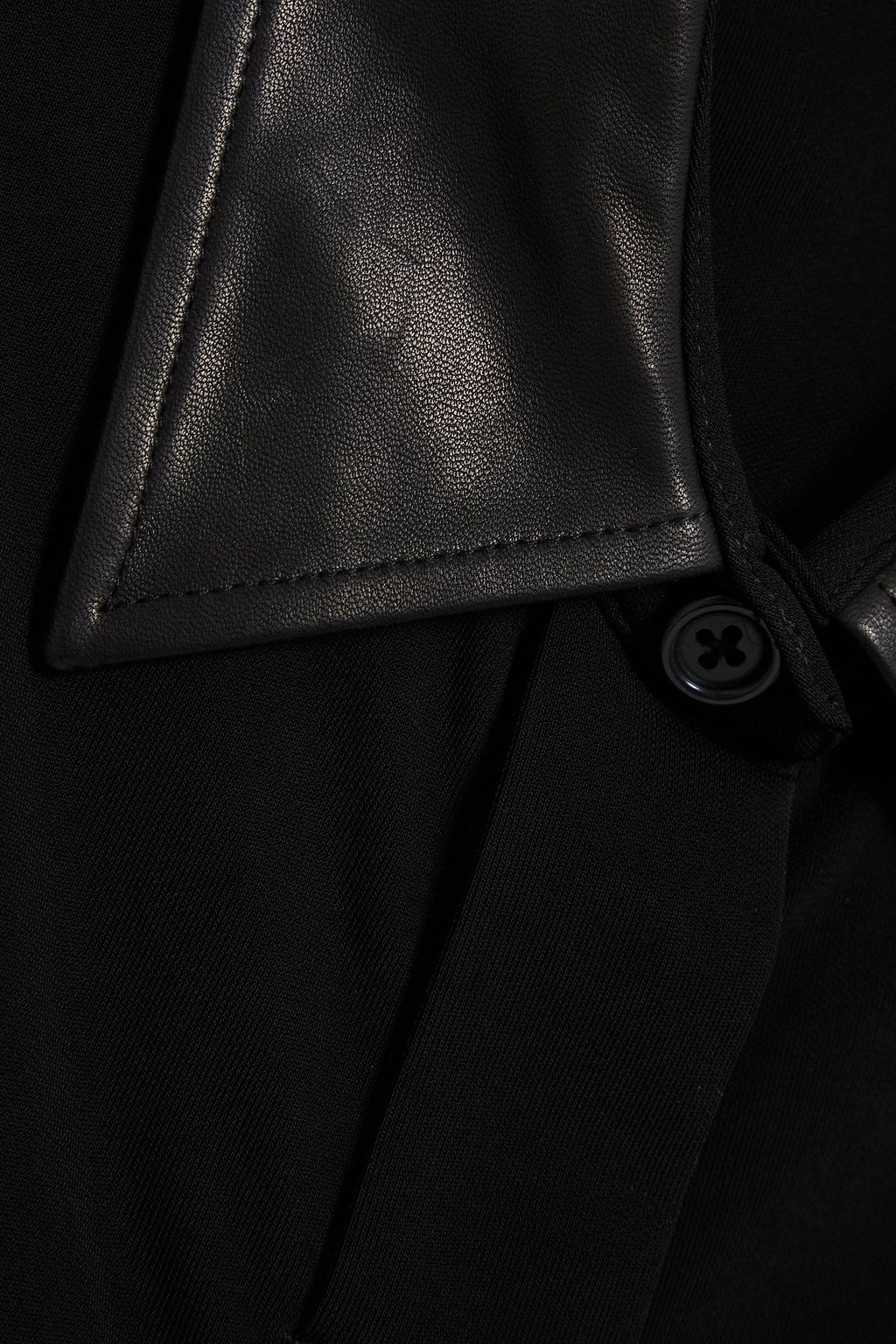 HELMUT LANG Pleated leather-trimmed cady mini dress