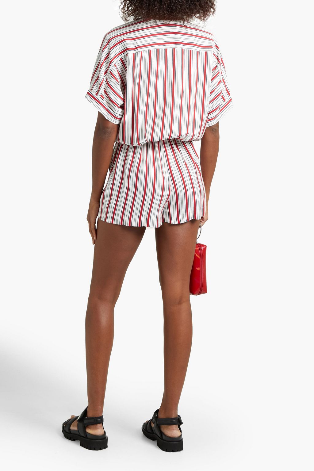MAJE Wrap-effect striped woven playsuit