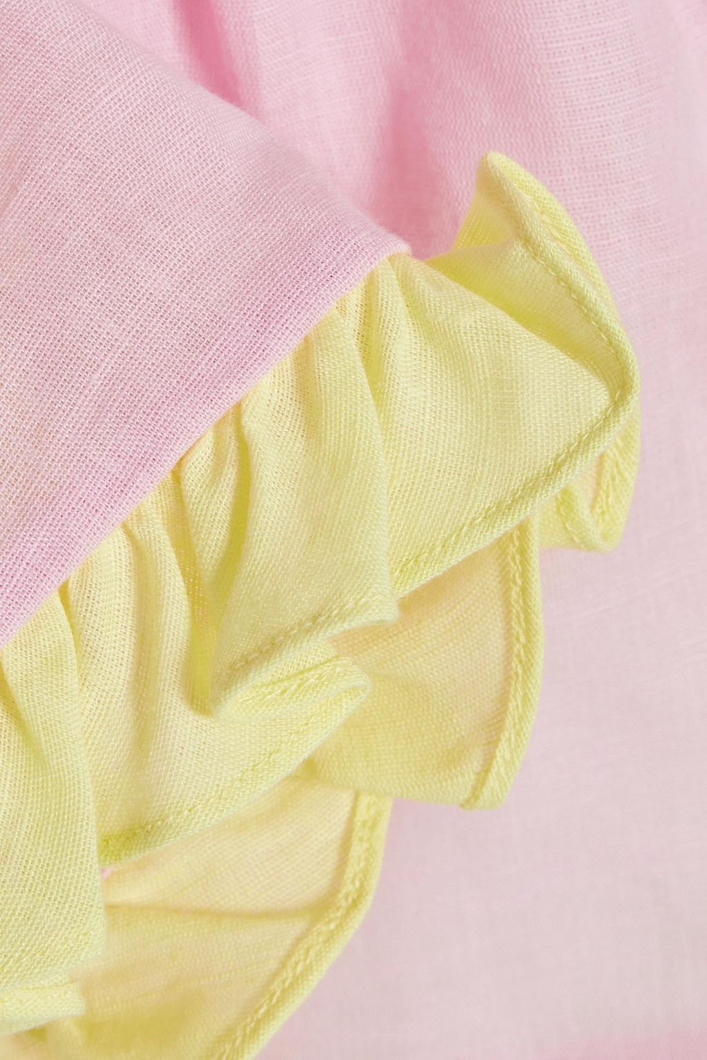 DORA LARSEN Emelie cropped linen and organic cotton-blend pajama top