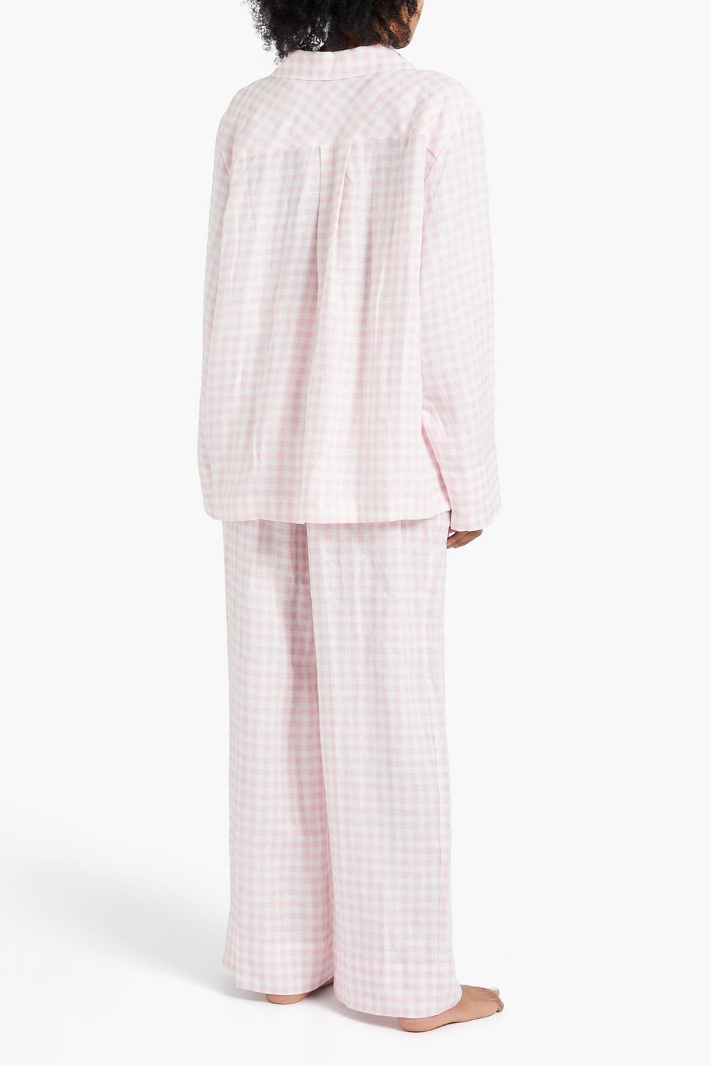 SLEEPER Gingham linen pajama set