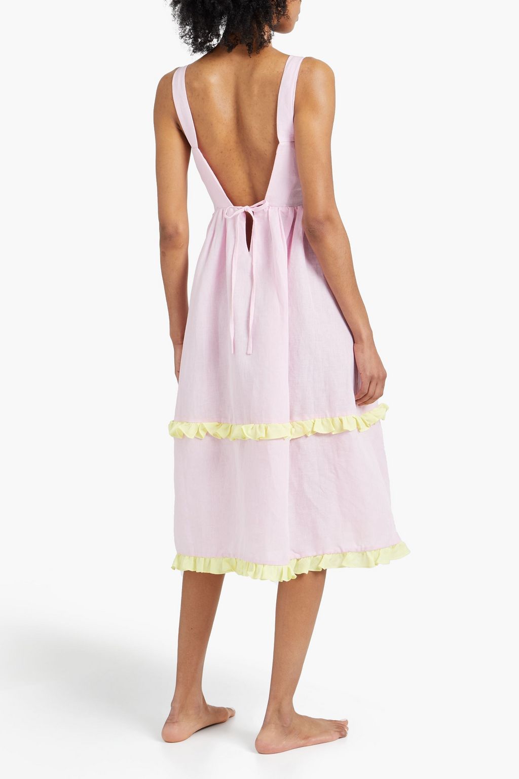 DORA LARSEN Emelie gathered linen and organic cotton-blend nightdress