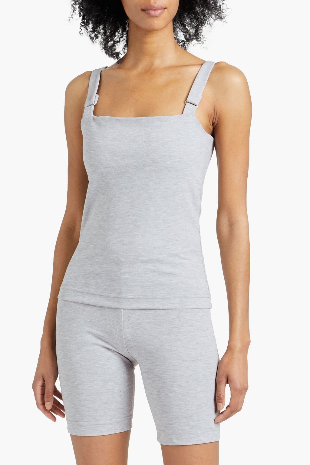 SLEEPER Feather-trimmed mélange jersey pajama set