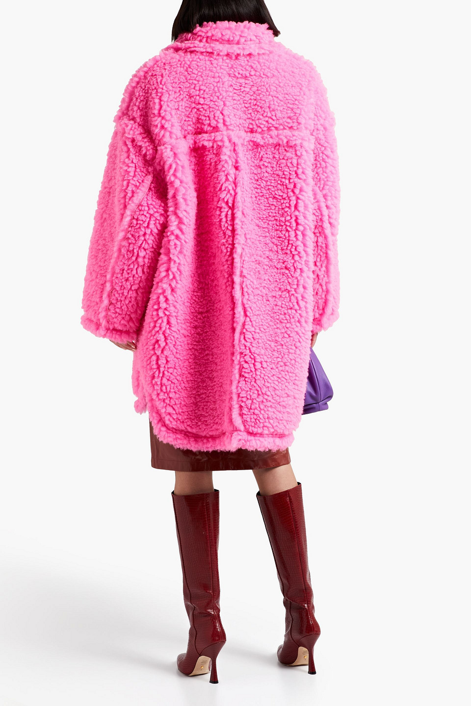 STAND STUDIO GWEN OVERSIZED NEON FAUX SHEARLING COAT