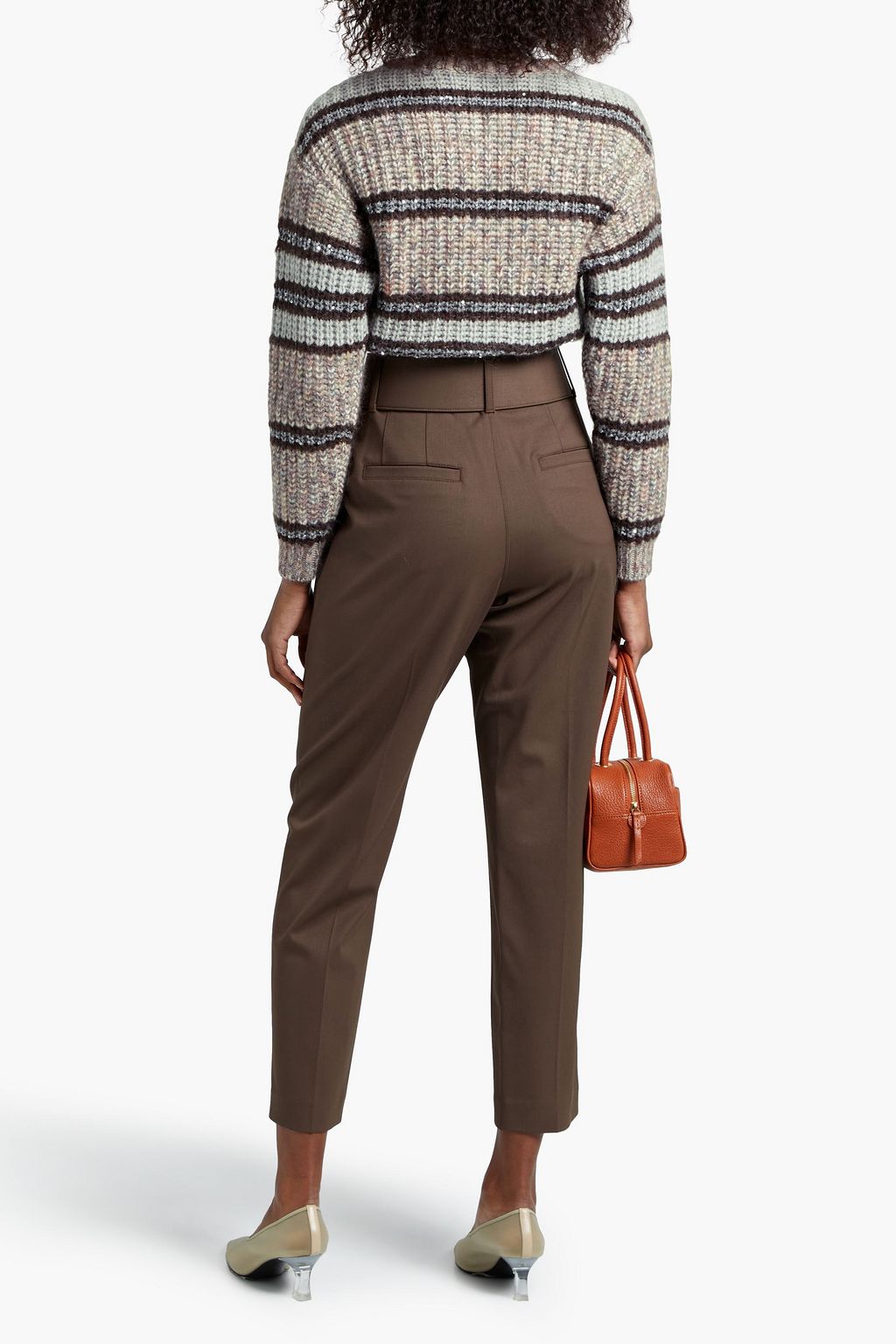 BRUNELLO CUCINELLI Sequin-embellished striped crochet-knit sweater