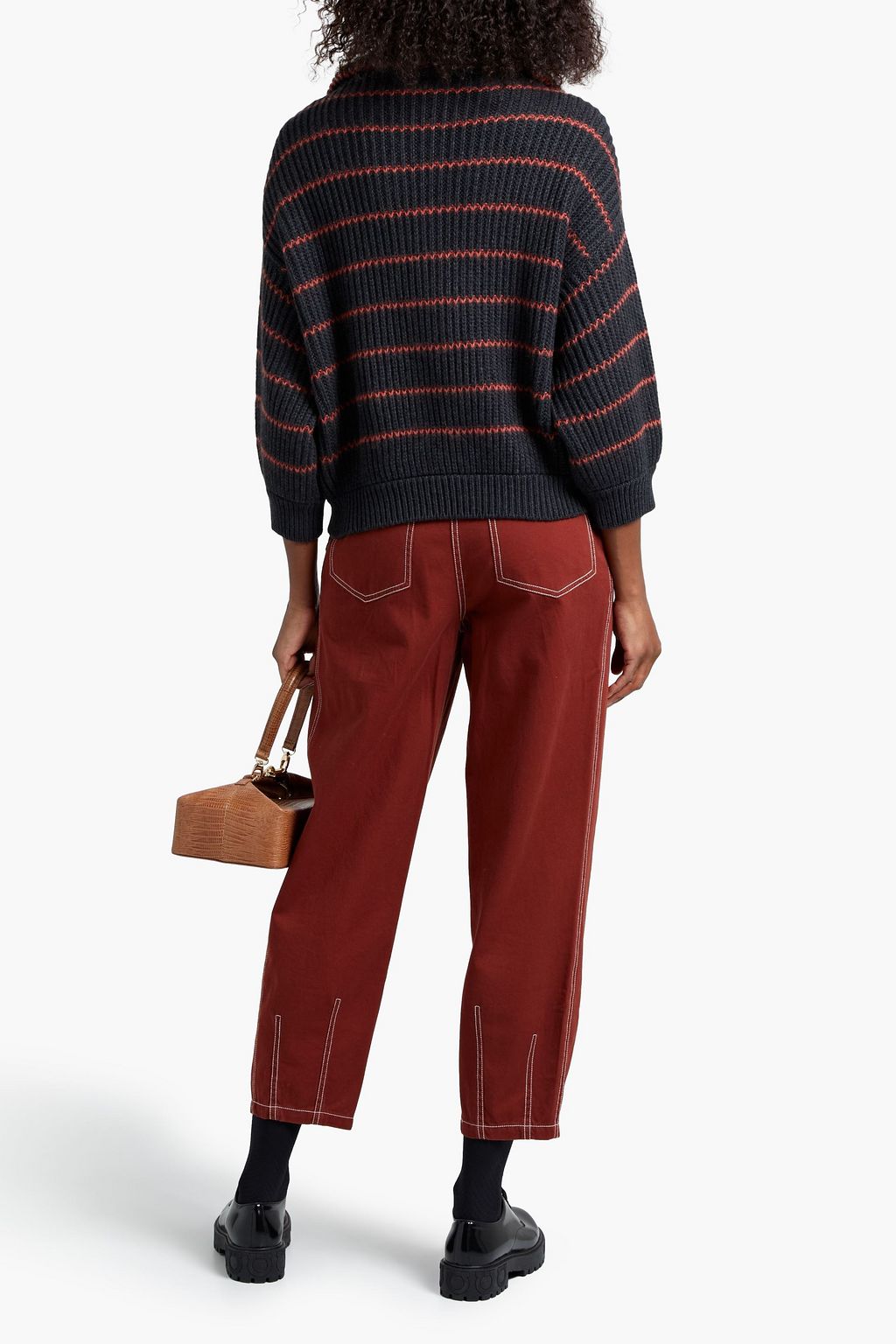 BRUNELLO CUCINELLI Striped ribbed cashmere cardigan