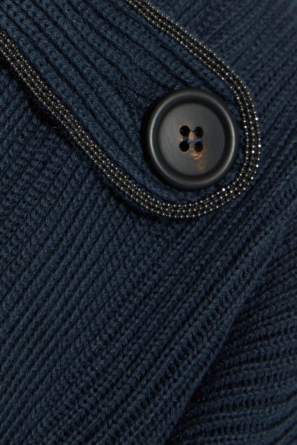 BRUNELLO CUCINELLI Bead-embellished cutout ribbed cotton sweater