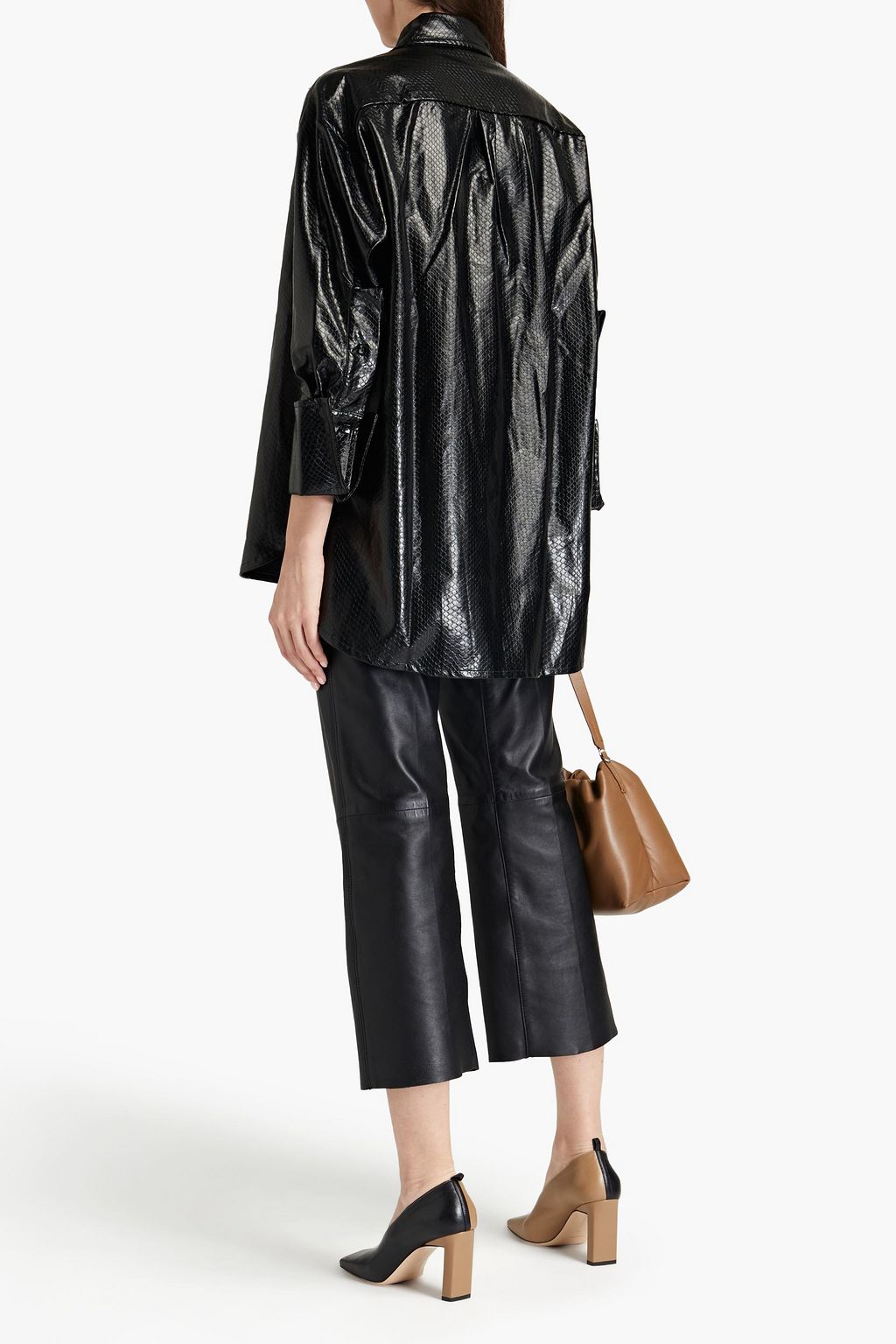 PALMER//HARDING Oversized faux snake-effect leather shirt