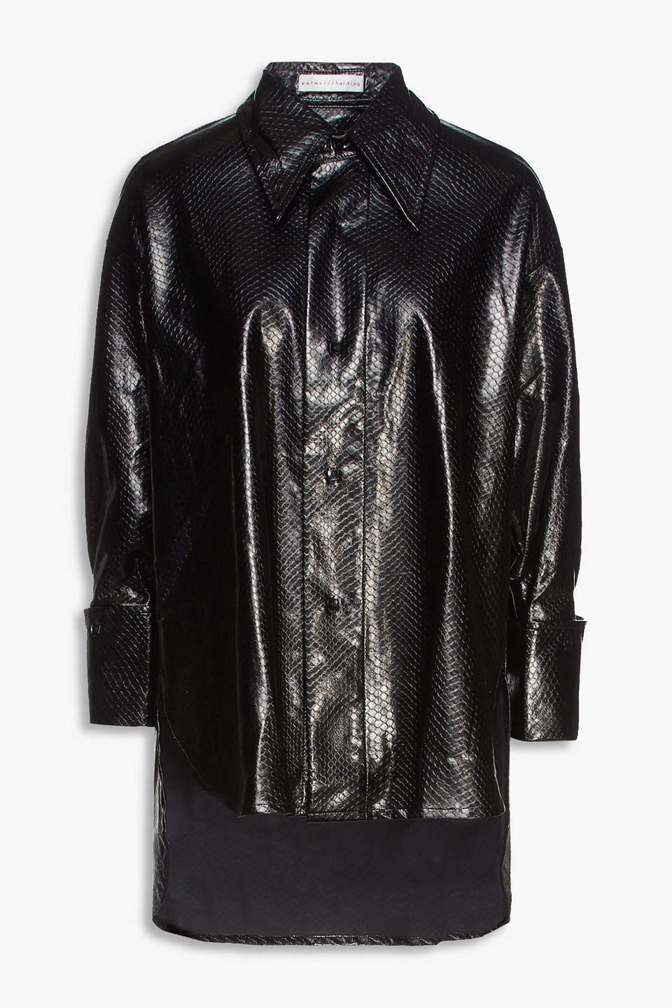 Palmer Harding Oversized Faux Snake-effect Leather Shirt In Black