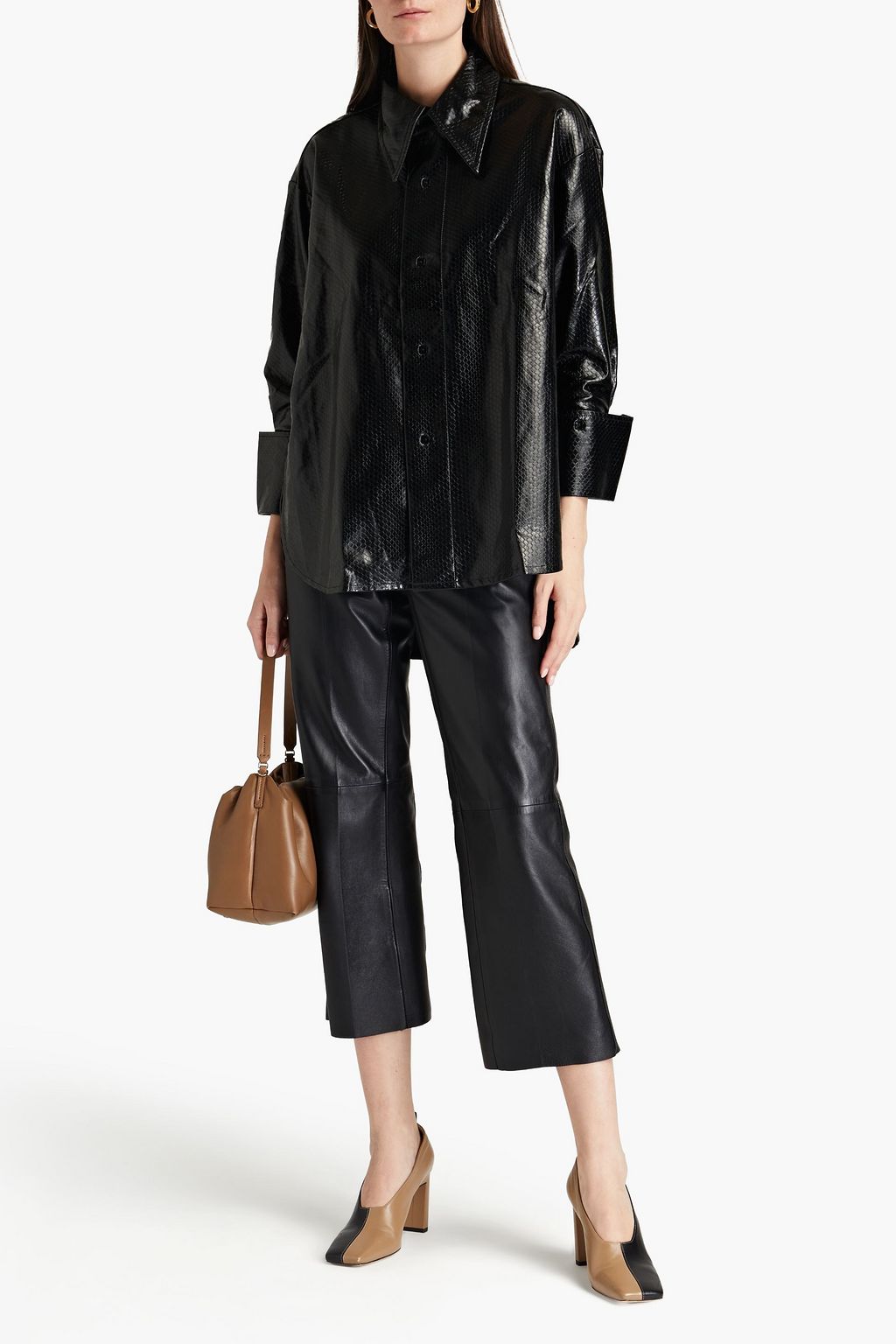PALMER//HARDING Oversized faux snake-effect leather shirt