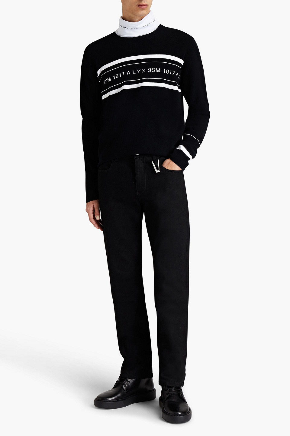 Alyx Contrast-logo Striped Jumper In Black