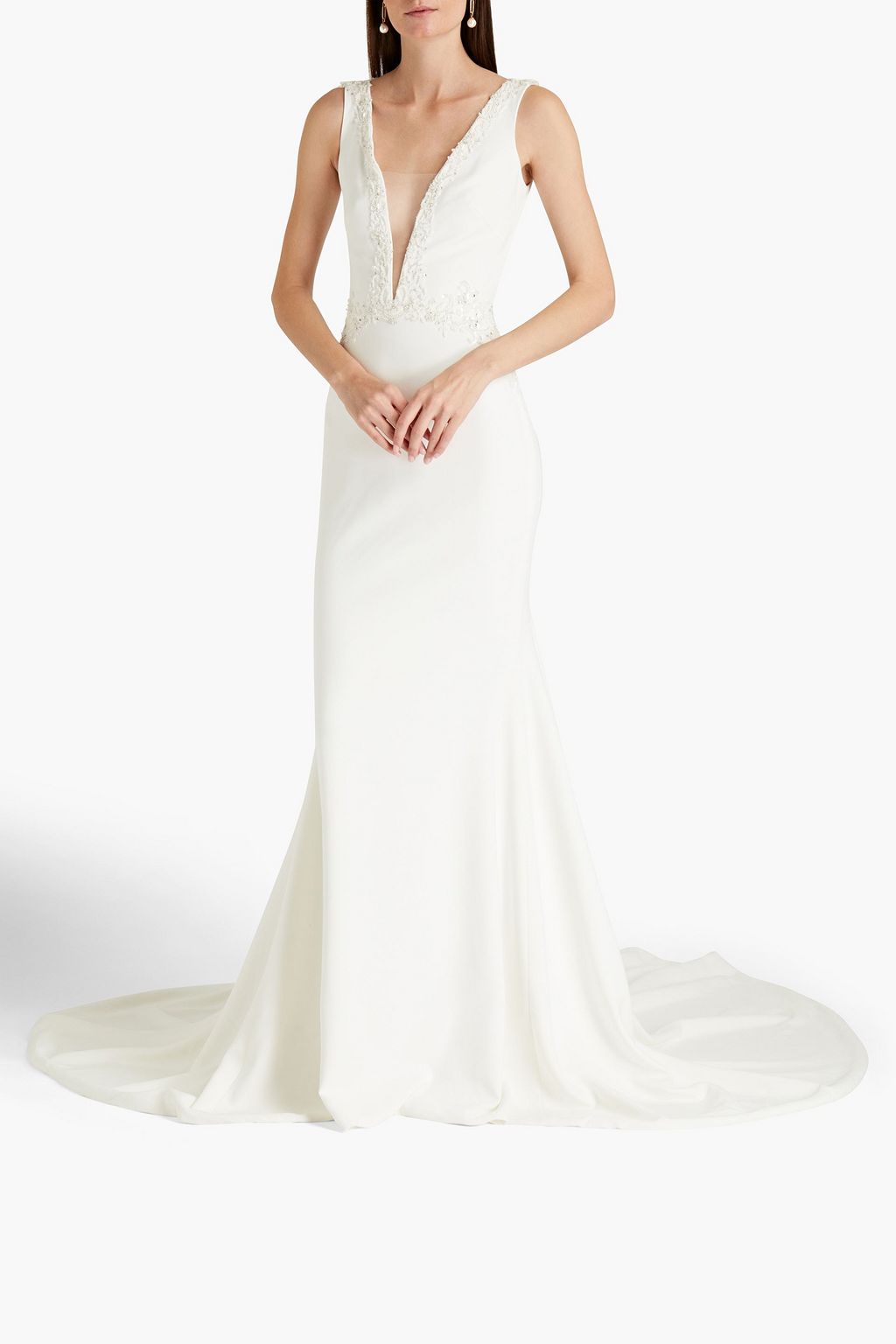 THEIA Adrienne embellished crepe bridal gown