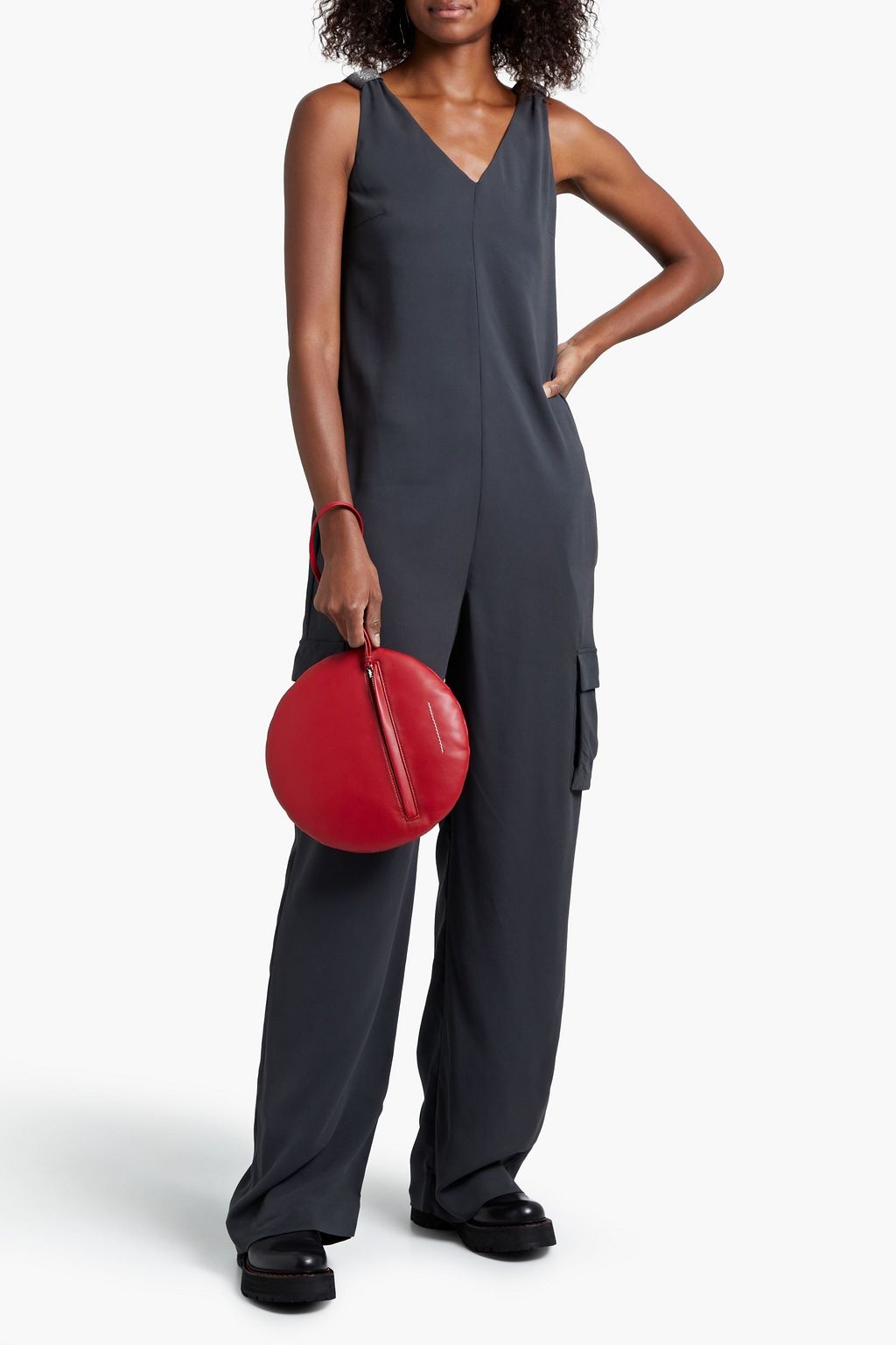 BRUNELLO CUCINELLI Bead-embellished crepe wide-leg jumpsuit