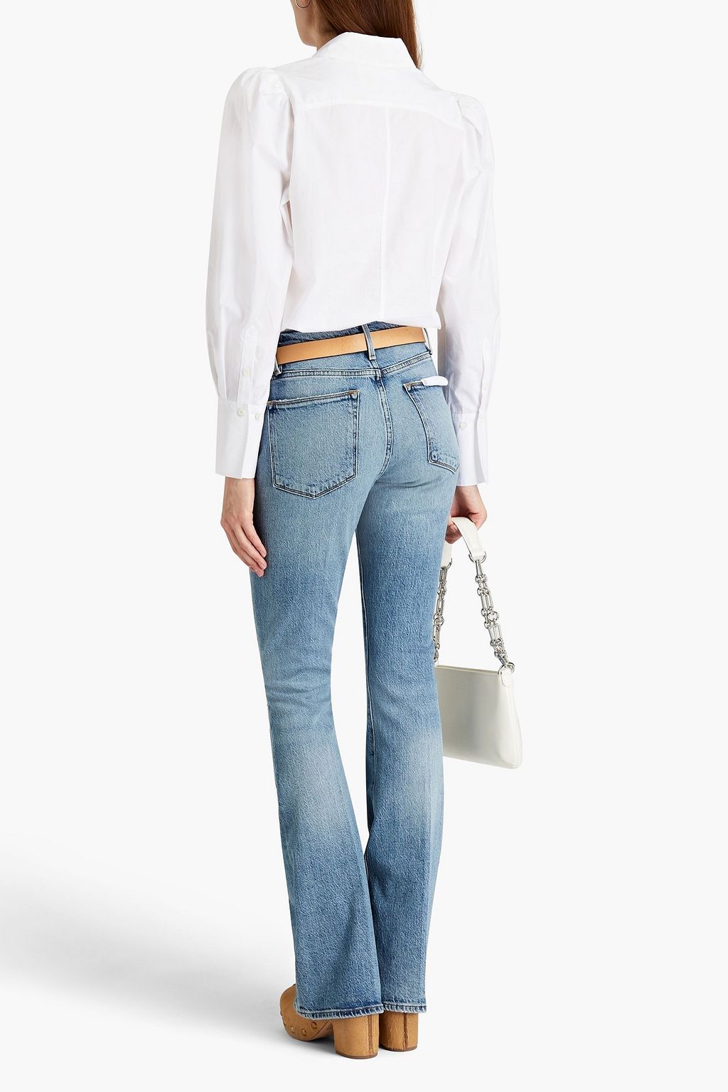 FRAME Le High Flare distressed high-rise flared jeans