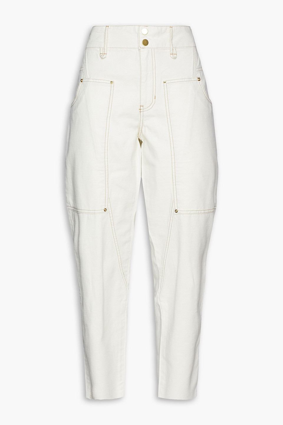 frame - cropped cotton tapered pants - white - 29