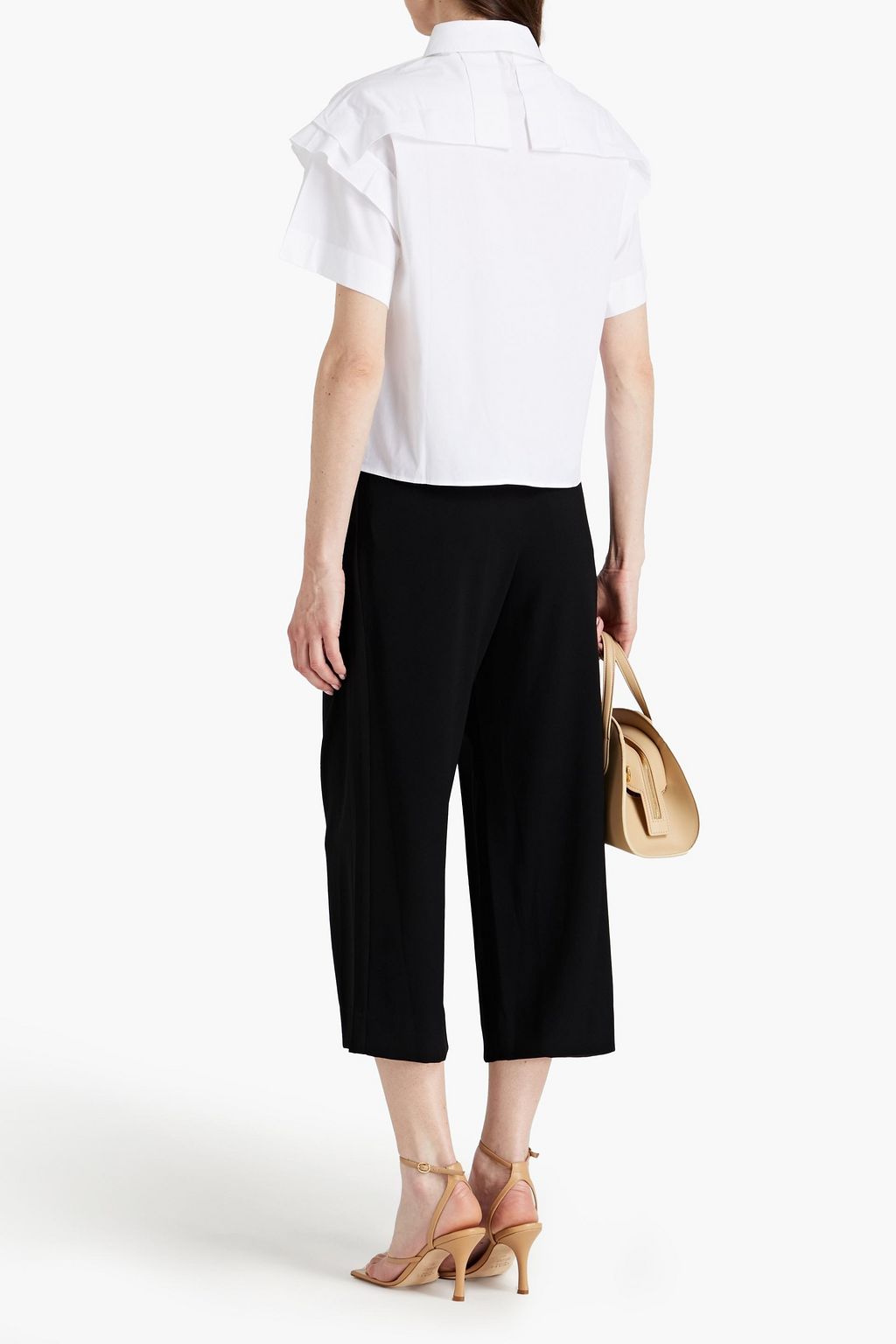 PALMER//HARDING Bursting Excitement ruffle-trimmed cotton-blend poplin shirt