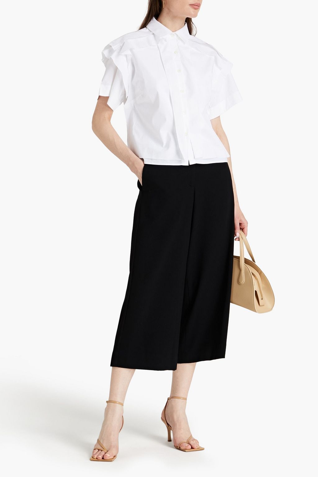 PALMER//HARDING Bursting Excitement ruffle-trimmed cotton-blend poplin shirt