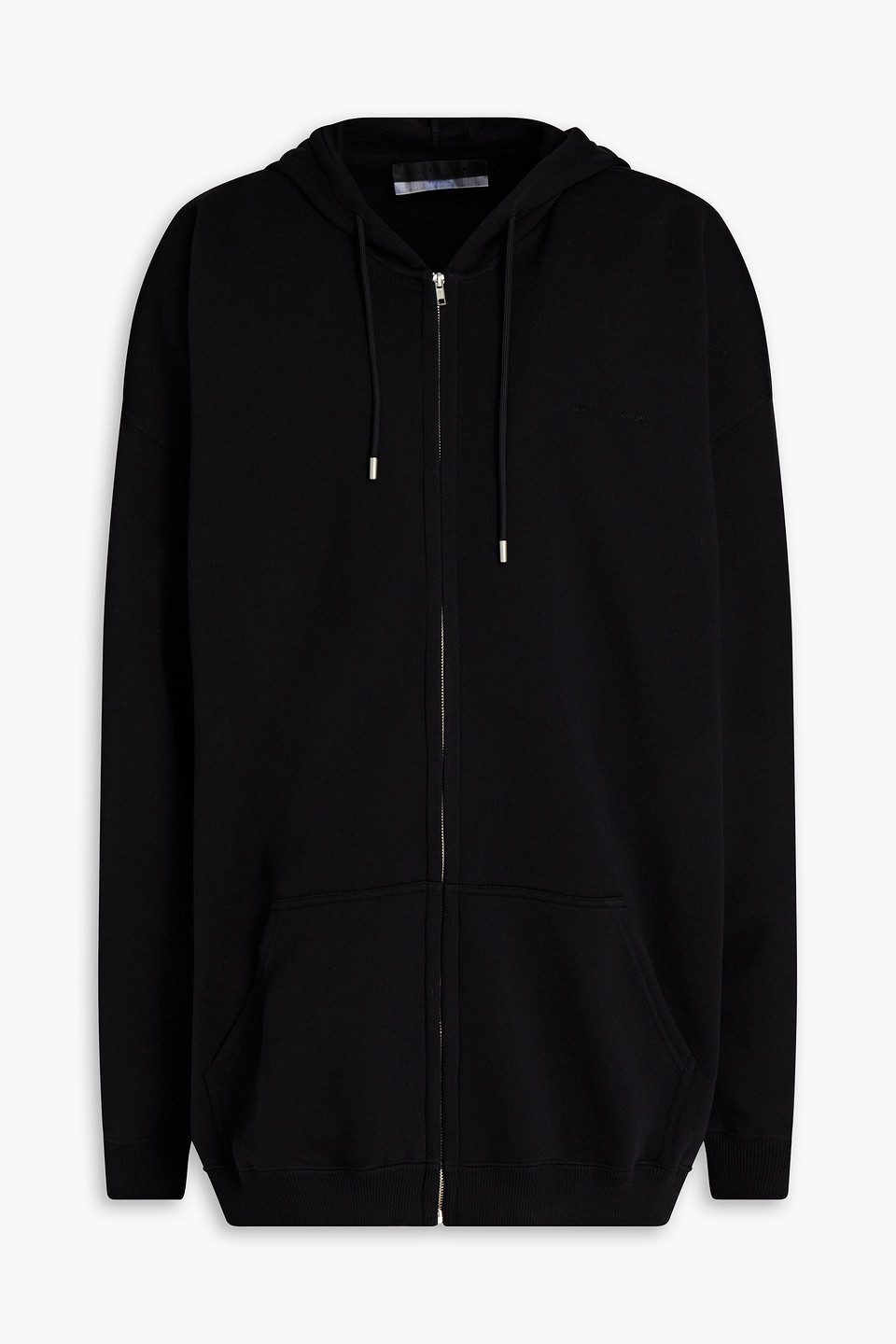 Embroidered cotton-blend fleece hoodie